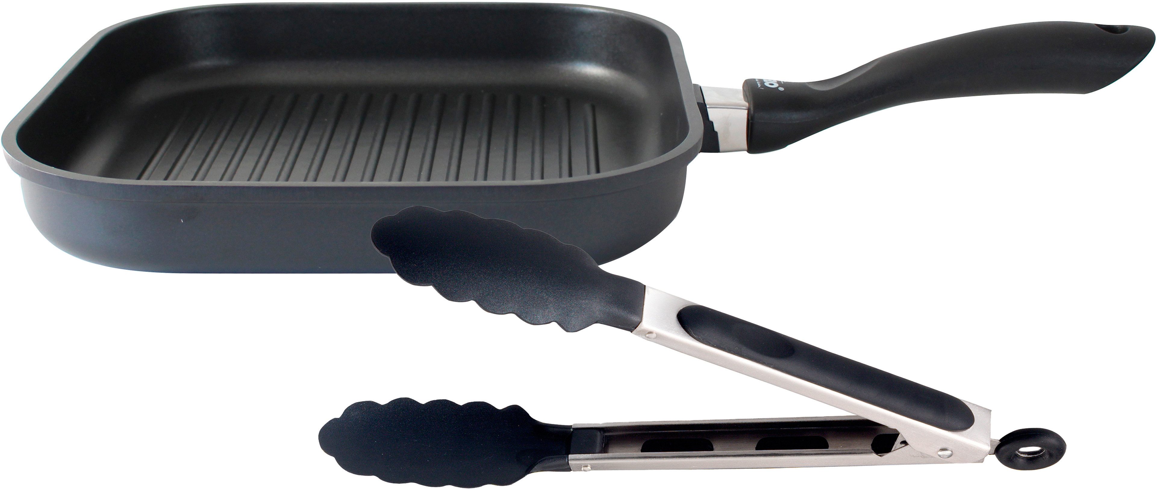 Elo Grillpfanne Alucast, Aluminiumguss (1-tlg), 28x28 cm, ELODUR® Select Versiegelung, Induktion, inkl. Servierzange