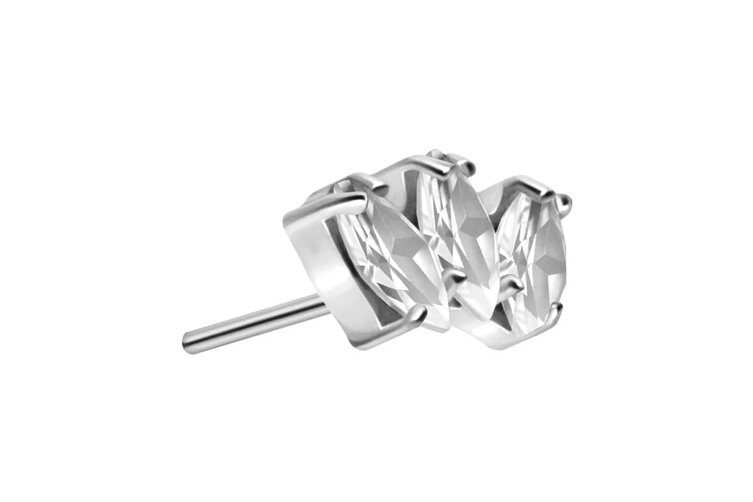 Piercing-Set Titan Aufsatz mit Push Pin 3 KRISTALLTROPFEN