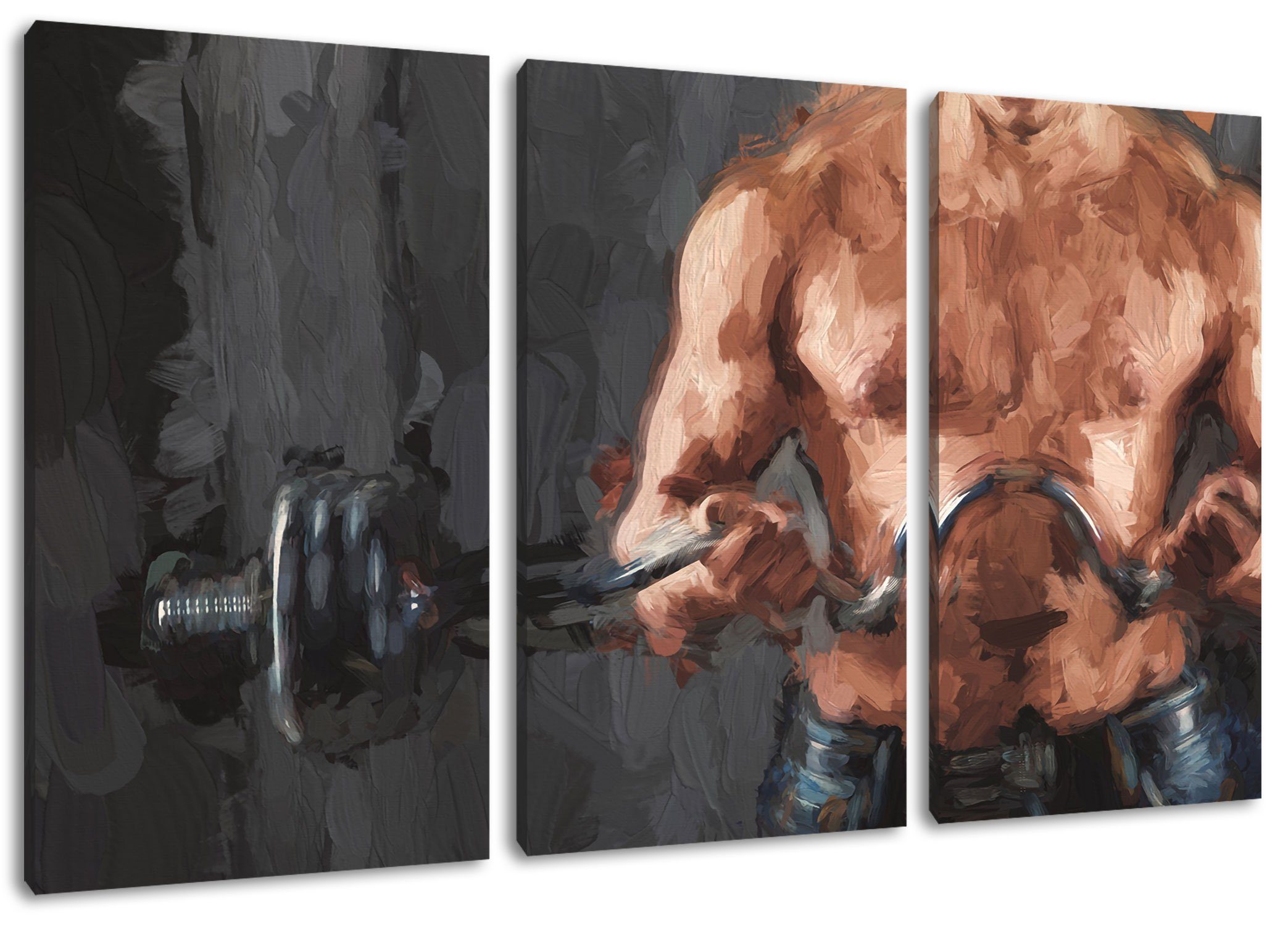 Pixxprint Leinwandbild Bodybuilding, Bodybuilding 3Teiler (120x80cm) (1 St), Leinwandbild fertig bespannt, inkl. Zackenaufhänger