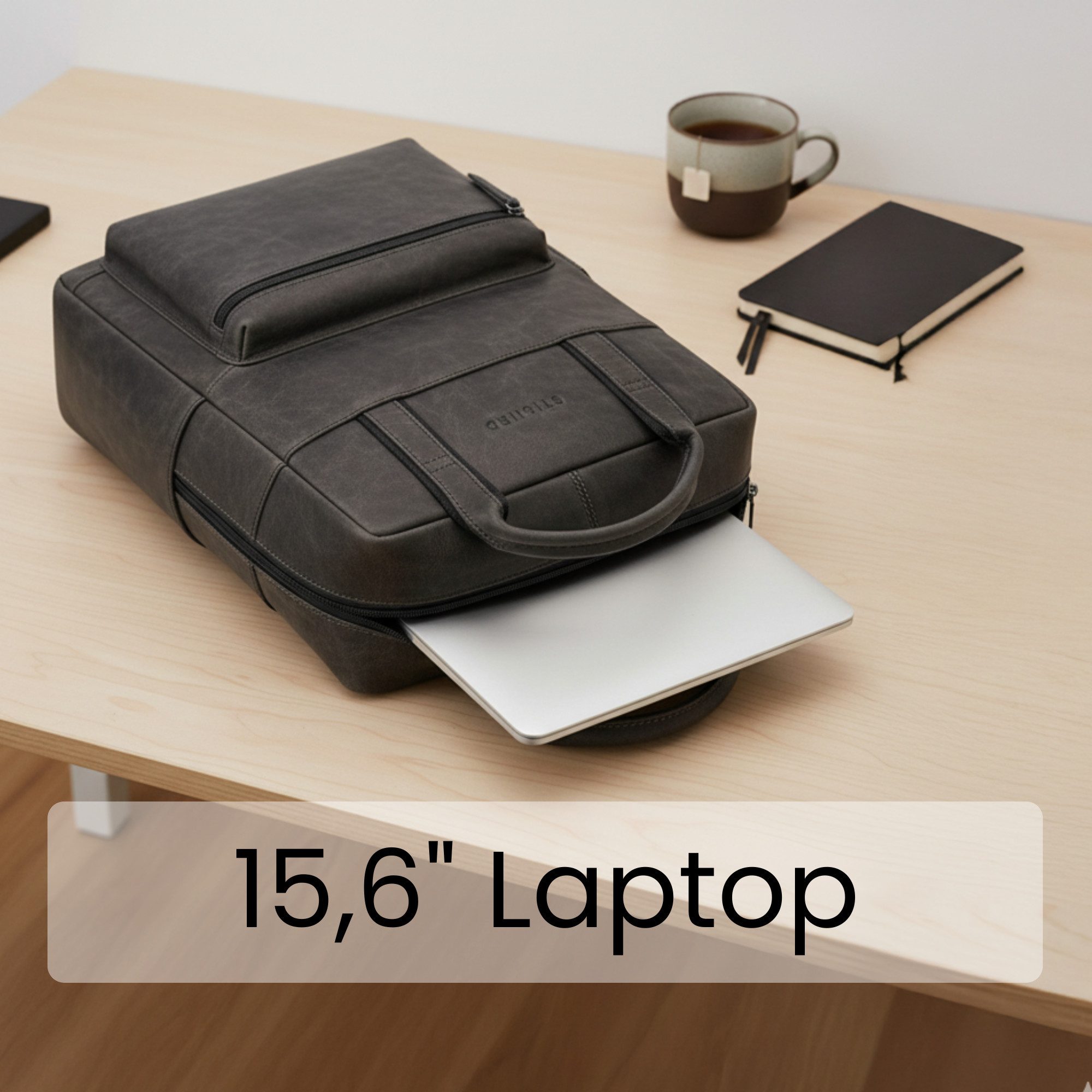 STILORD Notebookrucksack "Lilo" Großer Echtleder Rucksack Damen mit Laptopfach 15,6 Zoll