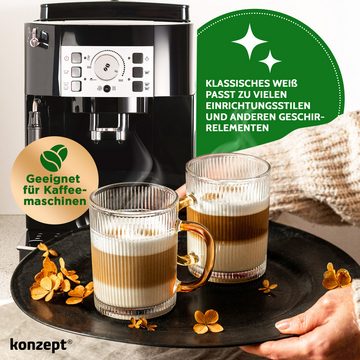 KONZEPT Latte-Macchiato-Glas mit Henkel, 6er Set, Große Gerippte Tringkläser, 350 ml, Ideal für Tee, Kaffee, Cappuccino, Cocktail
