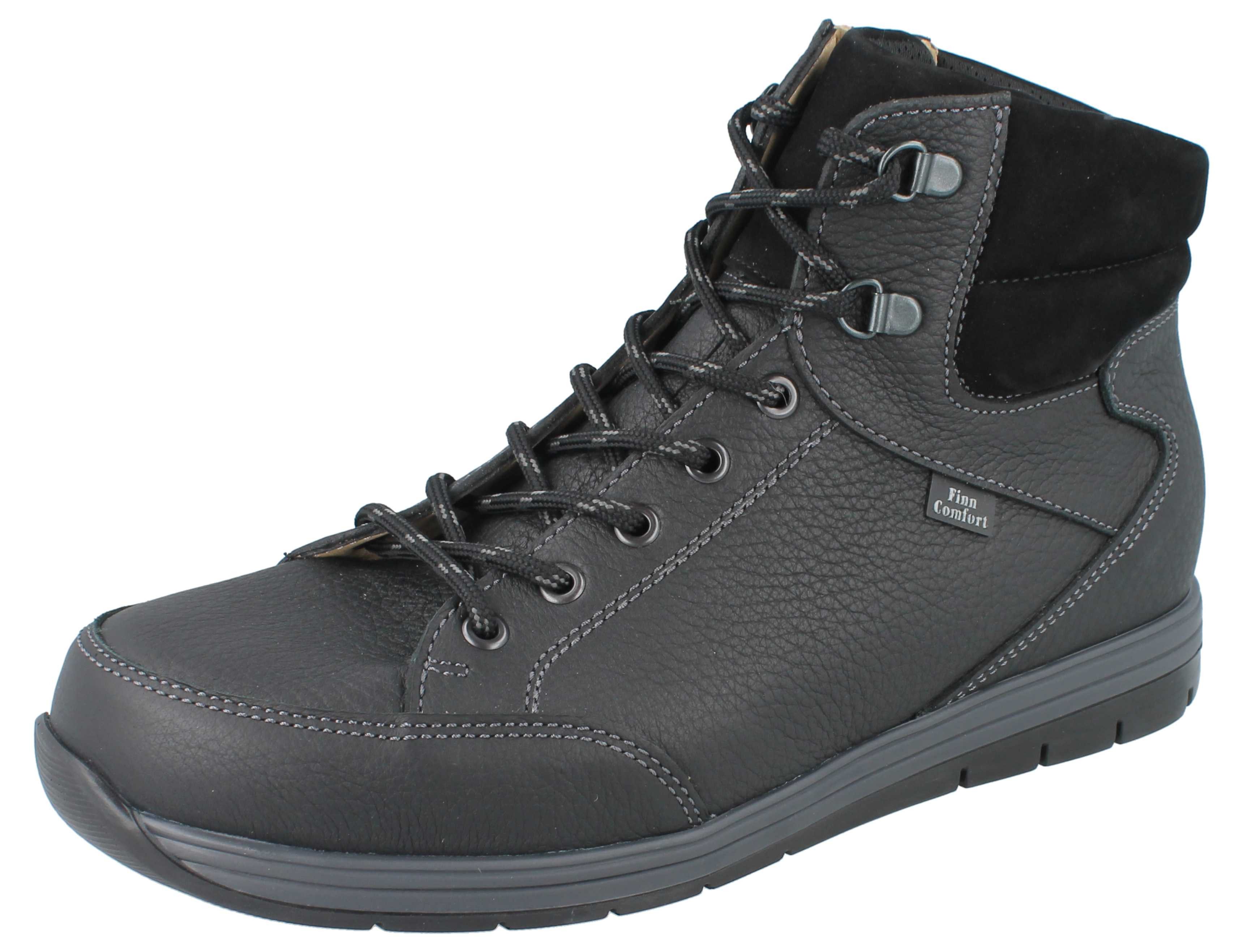 Finn Comfort FINN COMFORT Navarra Herren Stiefel schwarz genarbtes Glattleder - Winterstiefel Wechselfußbett