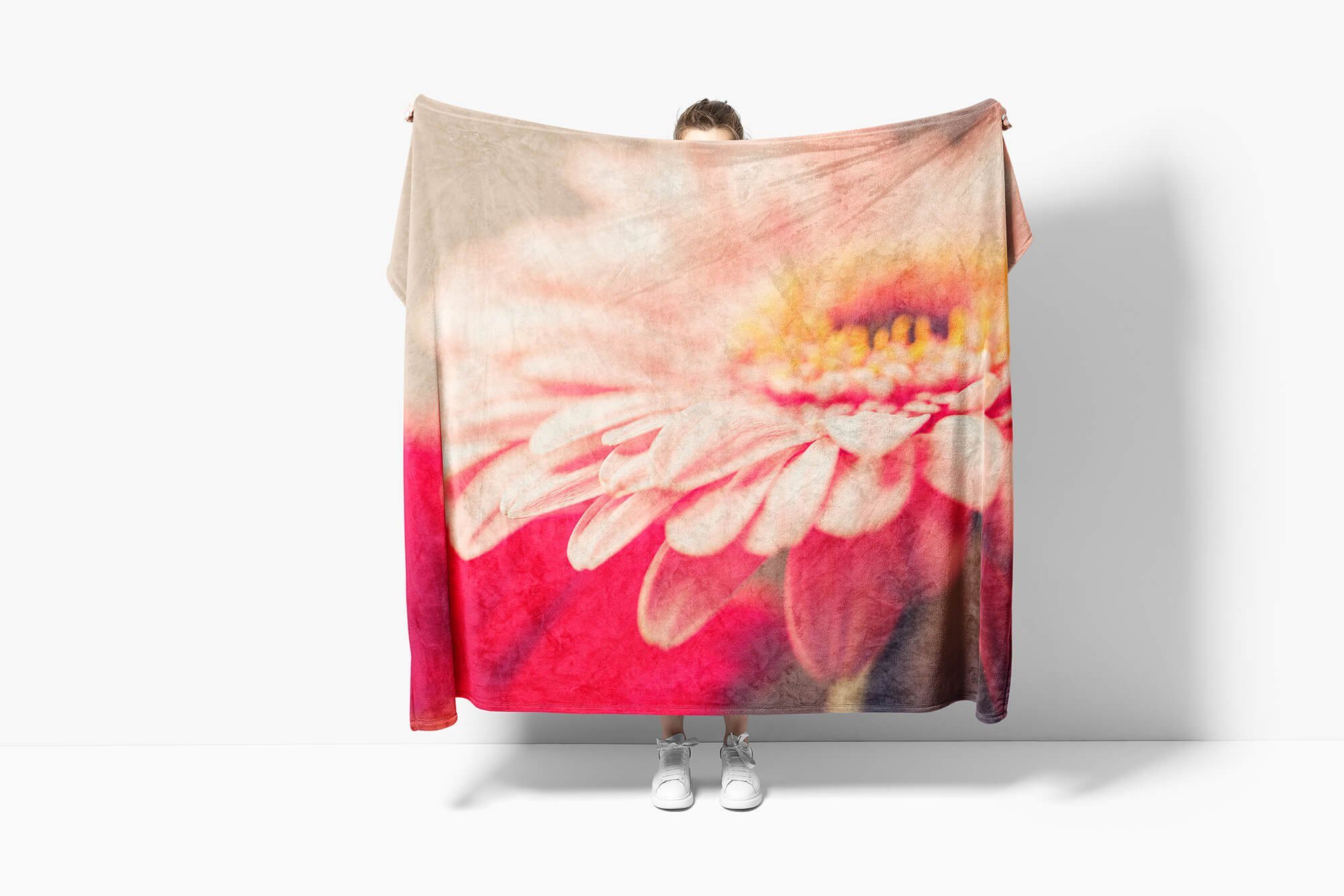 Handtuch Schöne Fotomotiv Handtuch Art Strandhandtuch Saunatuch Blume mit Handtücher Blüte, Baumwolle-Polyester-Mix (1-St), Kuscheldecke Sinus