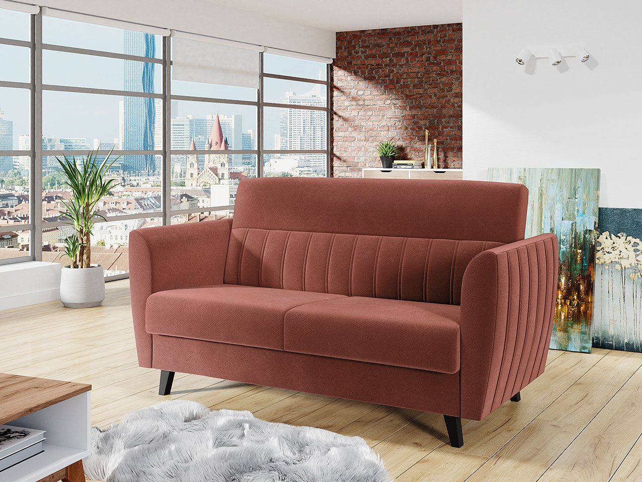 MIRJAN24 Schlafsofa Azaria II, mit Schlaffunktion und Bettkasten, Polstersofa mit Holzfüße, Wohnlandschaft Kronos 29 | Alle Sofas