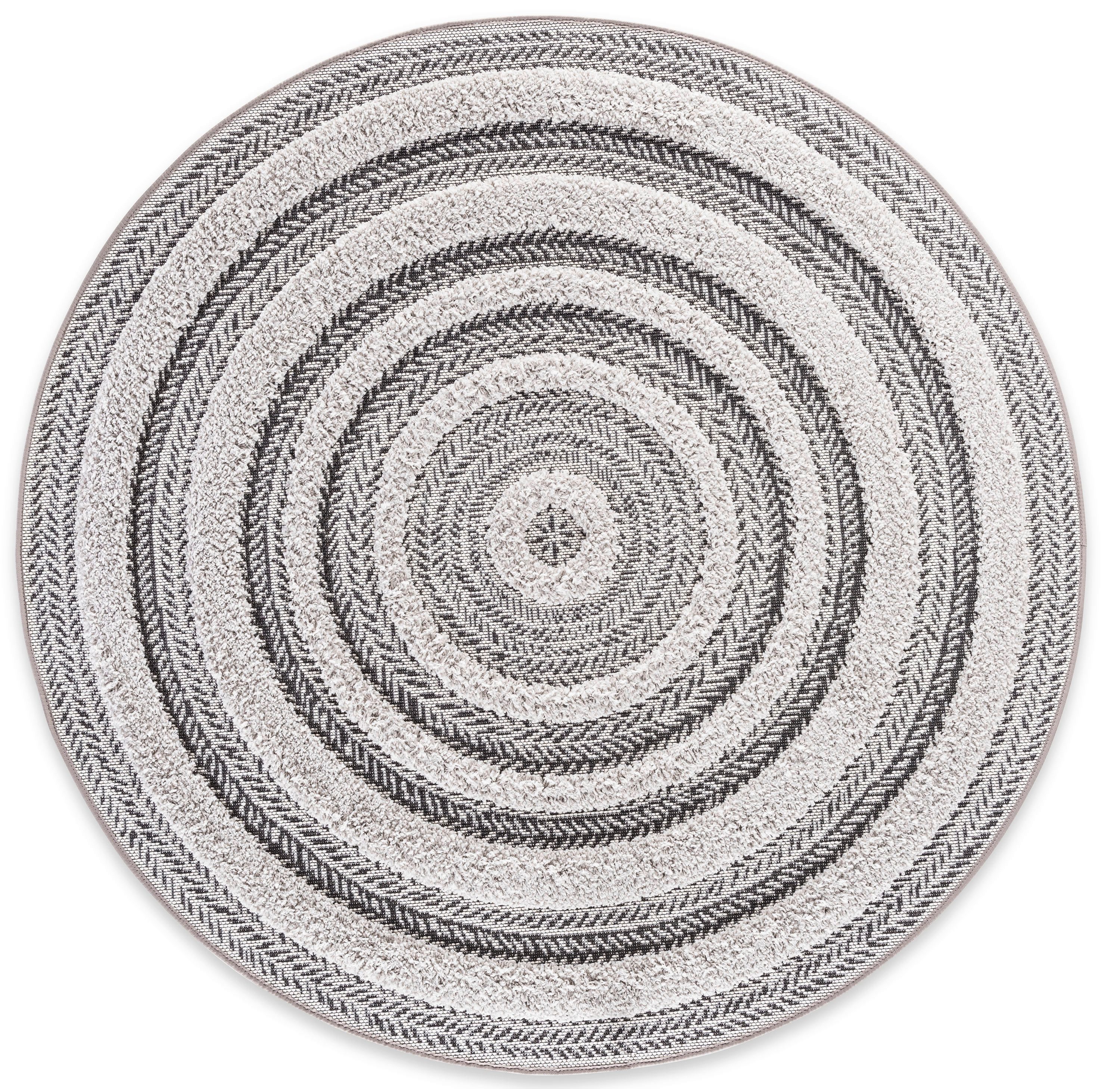 DomDeco Teppich Teppich Tunnel Vision Rund mit Hochflor- und Flachgewebe-Kombination