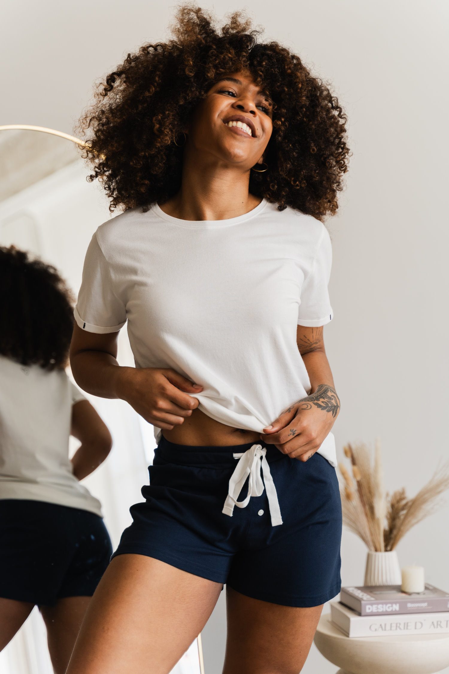 By Louise Pyjamaoberteil Damen Pyjamashirt mit kurzem Arm (1-tlg) Baumwolle günstig online kaufen