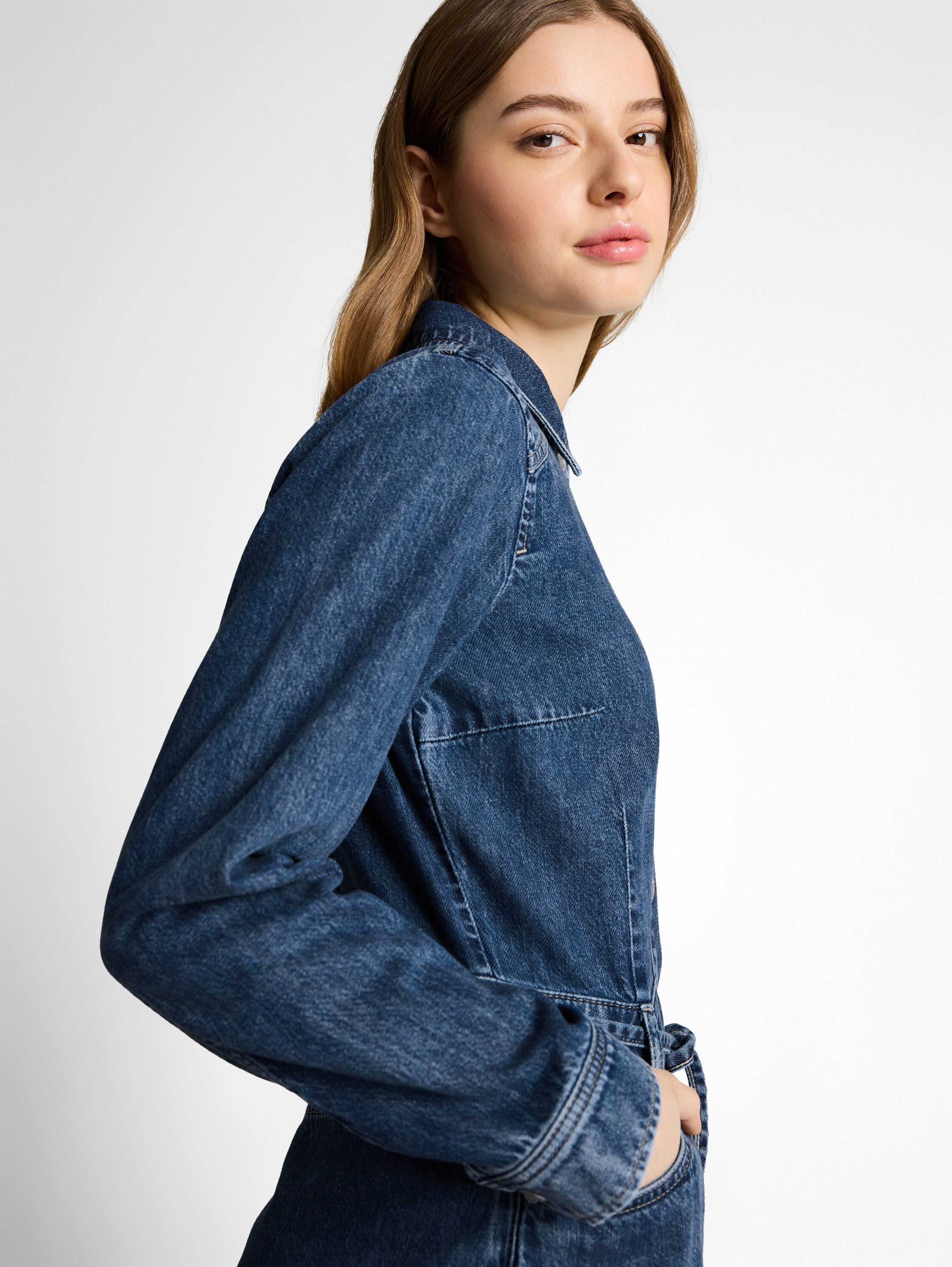 TOM TAILOR Denim Jeanskleid Langarm mit Jeansgürtel