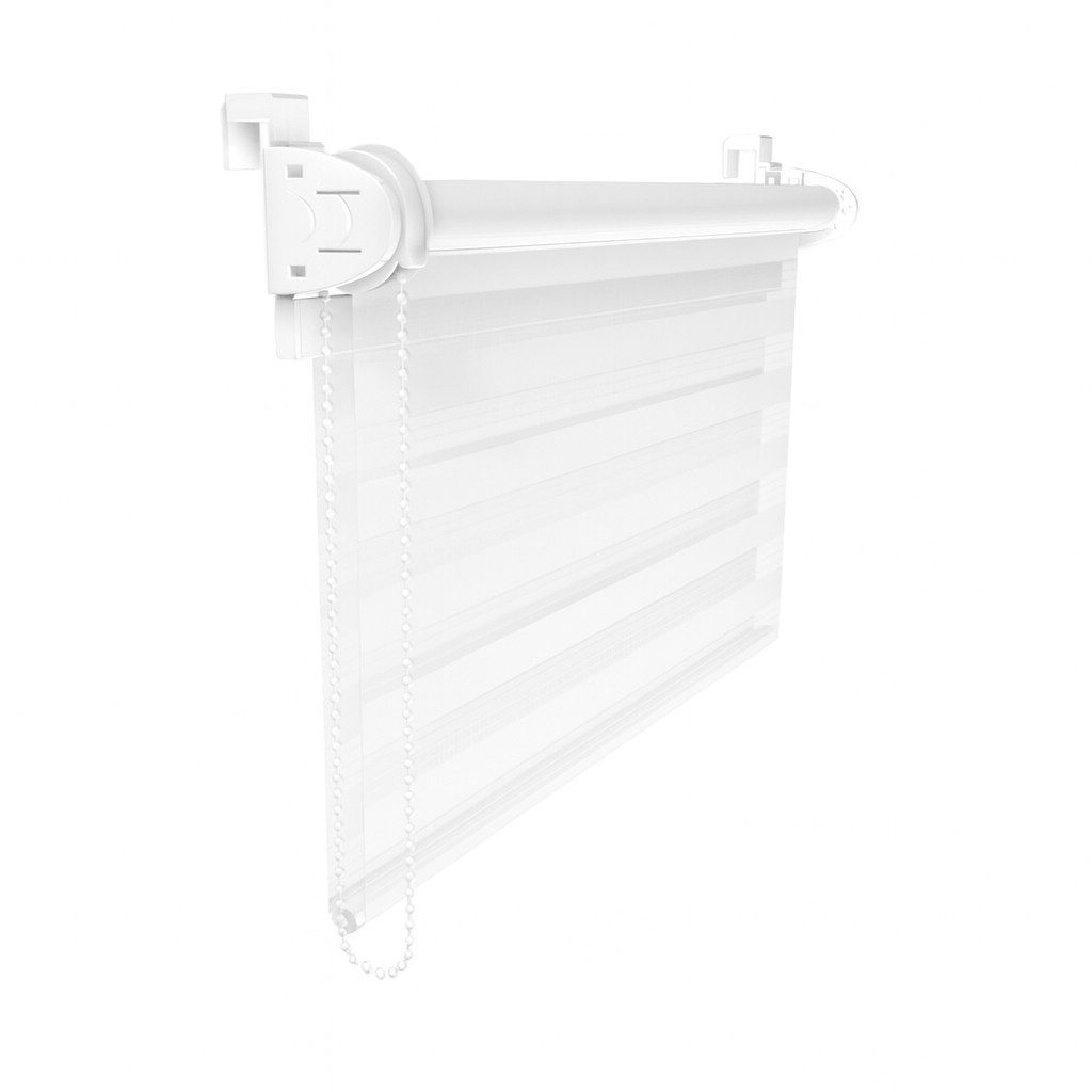 Doppelrollo Tag-Nacht Fensterrollo Klemmfix Zebrarollo mit Stopper, Furnify, ohne Bohren, Klemmfix, Kettenzug mit Stopper