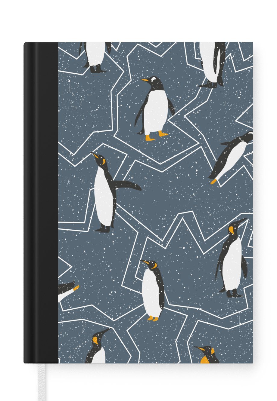 MuchoWow Notizbuch Pinguin - Muster - Schnee, Journal, Merkzettel, Tagebuch, Notizheft, A5, 98 Seiten, Haushaltsbuch