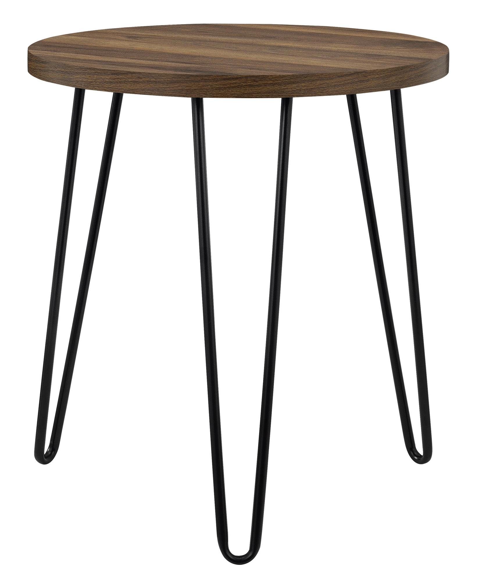 loft24 Beistelltisch Owen - Ablagetisch Akzentisch Sofatisch Nachttisch Wohnzimmertisch, runder Abstelltisch mit Haarstecknadelbeinen aus Metall, Breite 50 cm