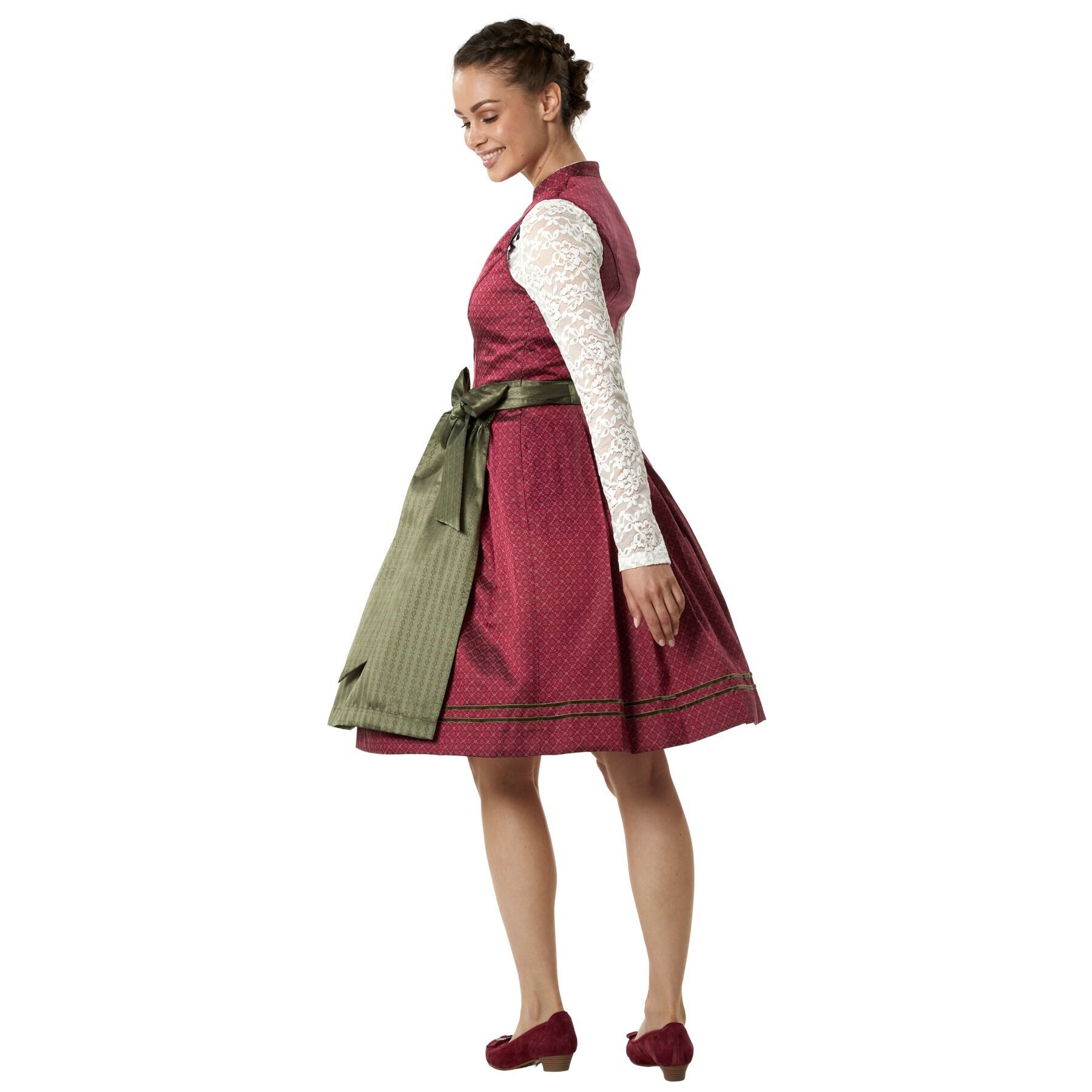 dressforfun Dirndl hochwertiges & elegantes Trachtenkleid Sarah Rot/Grün (Premium Midi-Dirndl, Gr. 34) Passend für Oktoberfest, Trachtenumzüge, Heimat- oder Bie – Bild 5 von 5