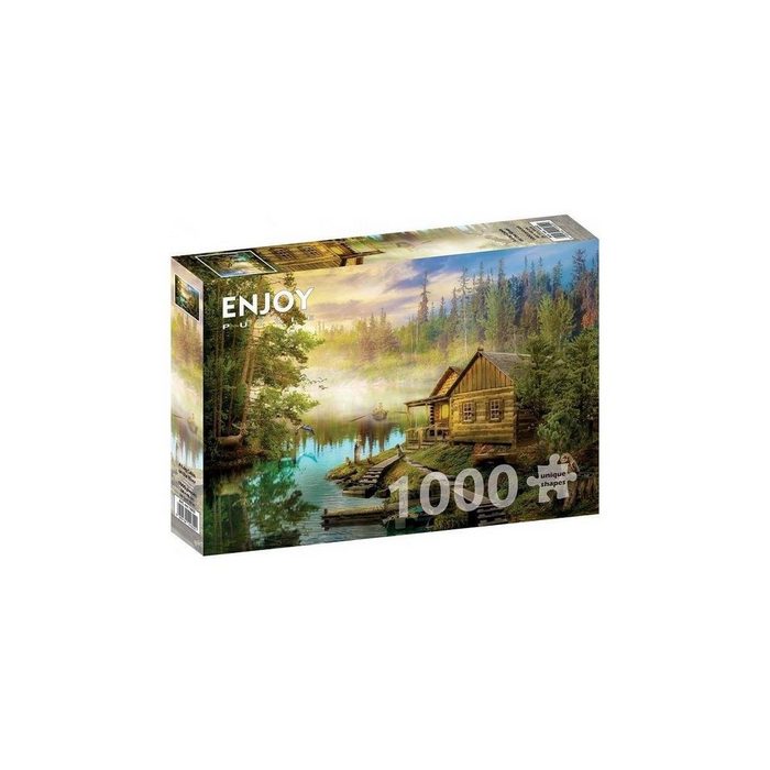 ENJOY Puzzle Puzzle ENJOY-1602 - Ein Blockhaus am Fluss Puzzle 1000 Teile Puzzleteile