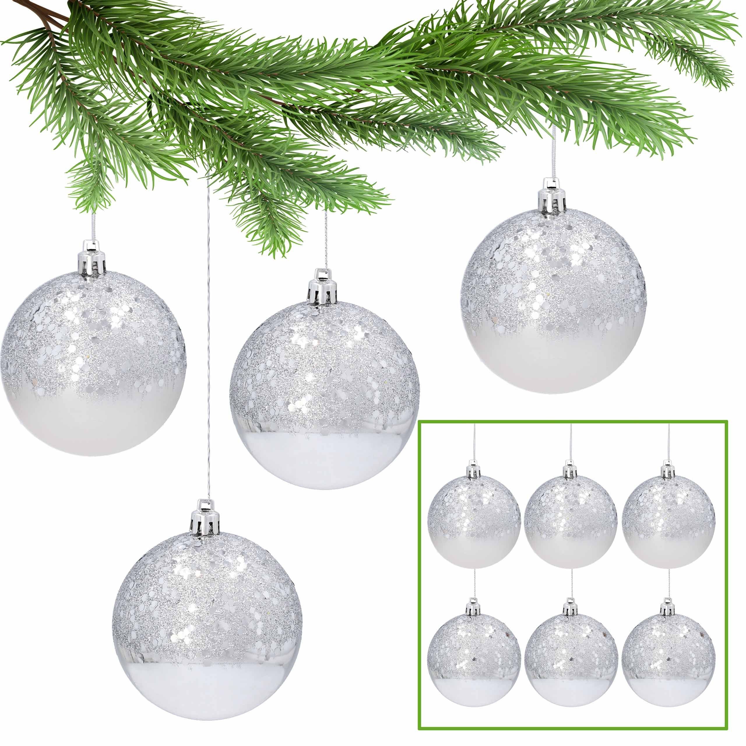 Sarcia.eu Weihnachtsbaumkugel Christbaumkugeln aus Kunststoff mit Glitzer 8cm, 6tlg. 1 Pack