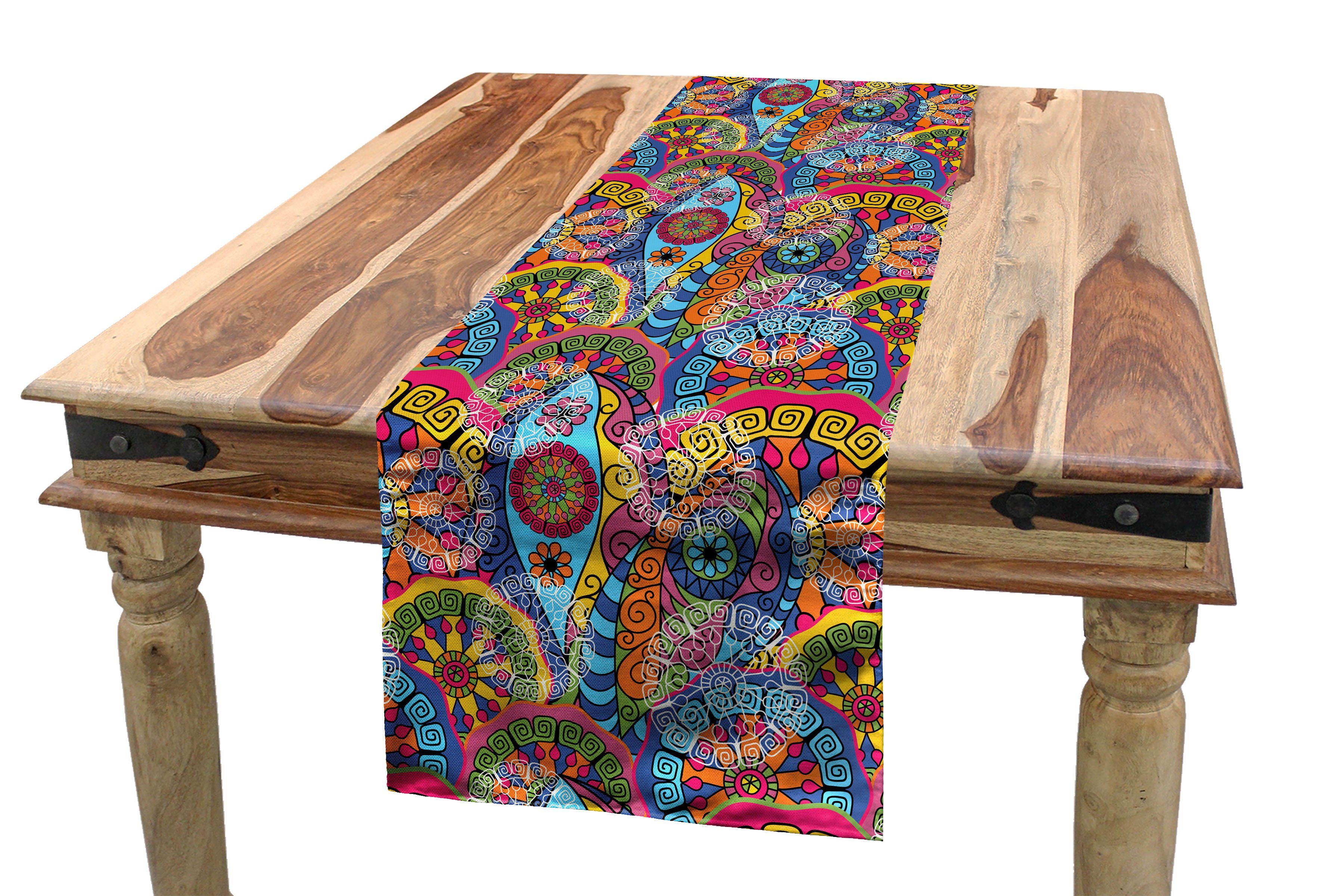 Abakuhaus Tischläufer Esszimmer Küche Rechteckiger Dekorativer Tischläufer, Blumen Hippie Aztec Tribal Boho