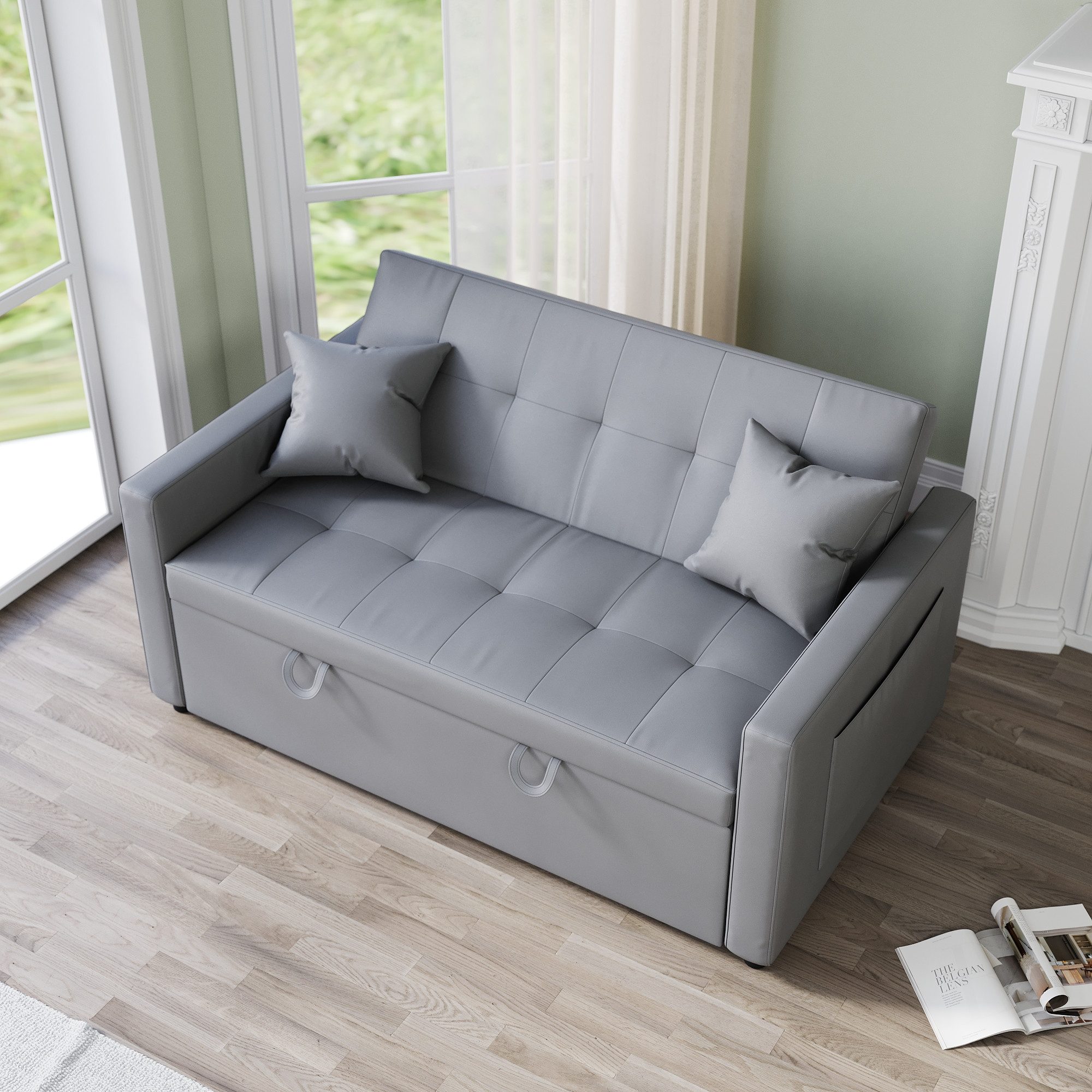 SONNI Schlafsofa Klappbares Sofabett 2-in-1 mit Katzenleder Sofa Bettcouch, günstig online kaufen