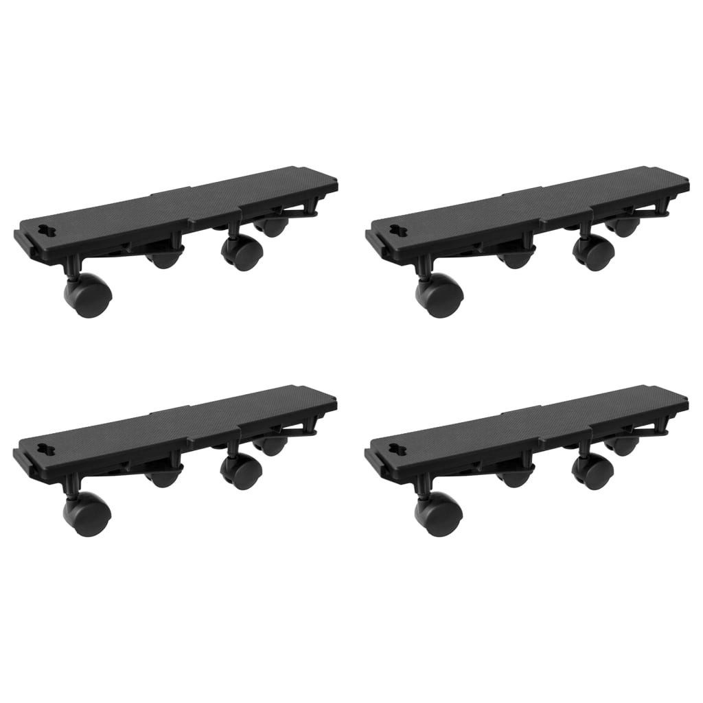 vidaXL Transportroller mit 4 Rollen 4 Stk. Schwarz Polypropylen 170 kg, (2 St)