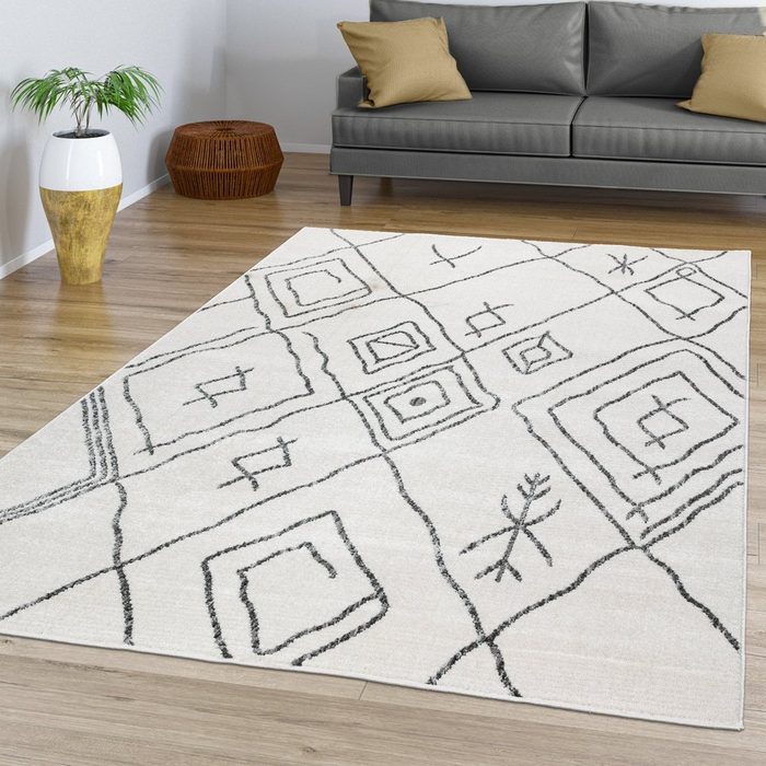 Designteppich Wohnzimmer Teppich Kurzflor In Modernem Abstrakten Skandi Ethno Design TT Home rechteckig Höhe: 12 mm