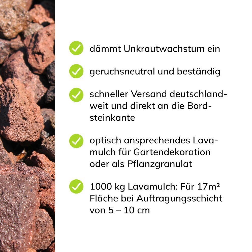 Lavamulch Rot/braun, Körnung 32/56mm, 450 Liter Im BigBag