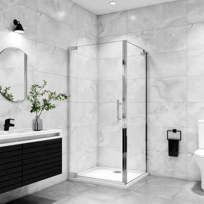duschspa Eckdusche Duschtür mit Seitenwand Dusche Duschkabine Duschabtrennung, BxT: 76x70 cm, Einscheibensicherheitsglas, Sicherheitsglas, Set, links und rechts montierbar