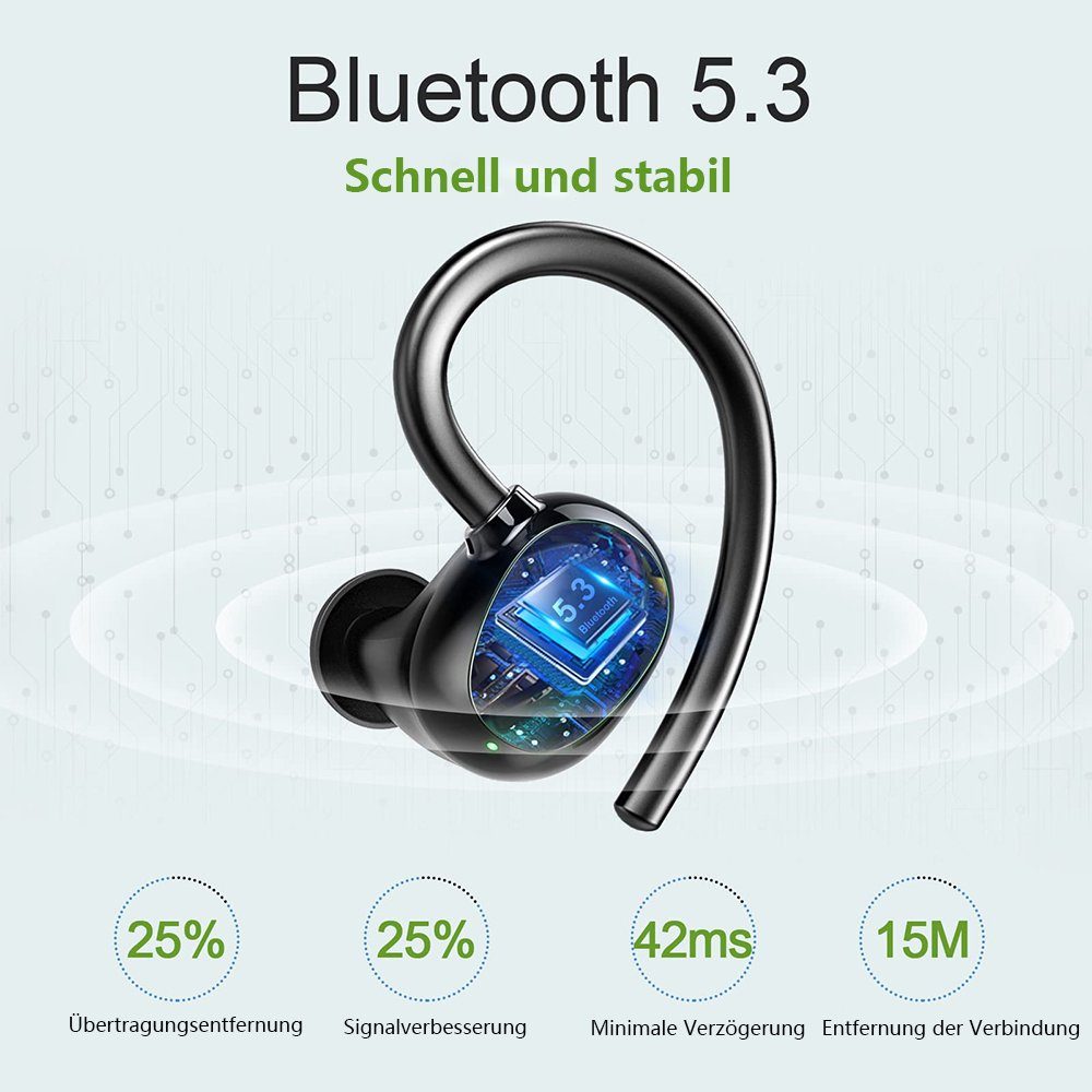 Cancelling Kopfhörer Stereo mit Bluetooth, Sport, Spielzeit USB-C, geschlossenerAkustik) Kopfhörer Noise 5.3 GelldG Std. 50 Bluetooth Ladekoffer, IPX5 (ANC), (Active