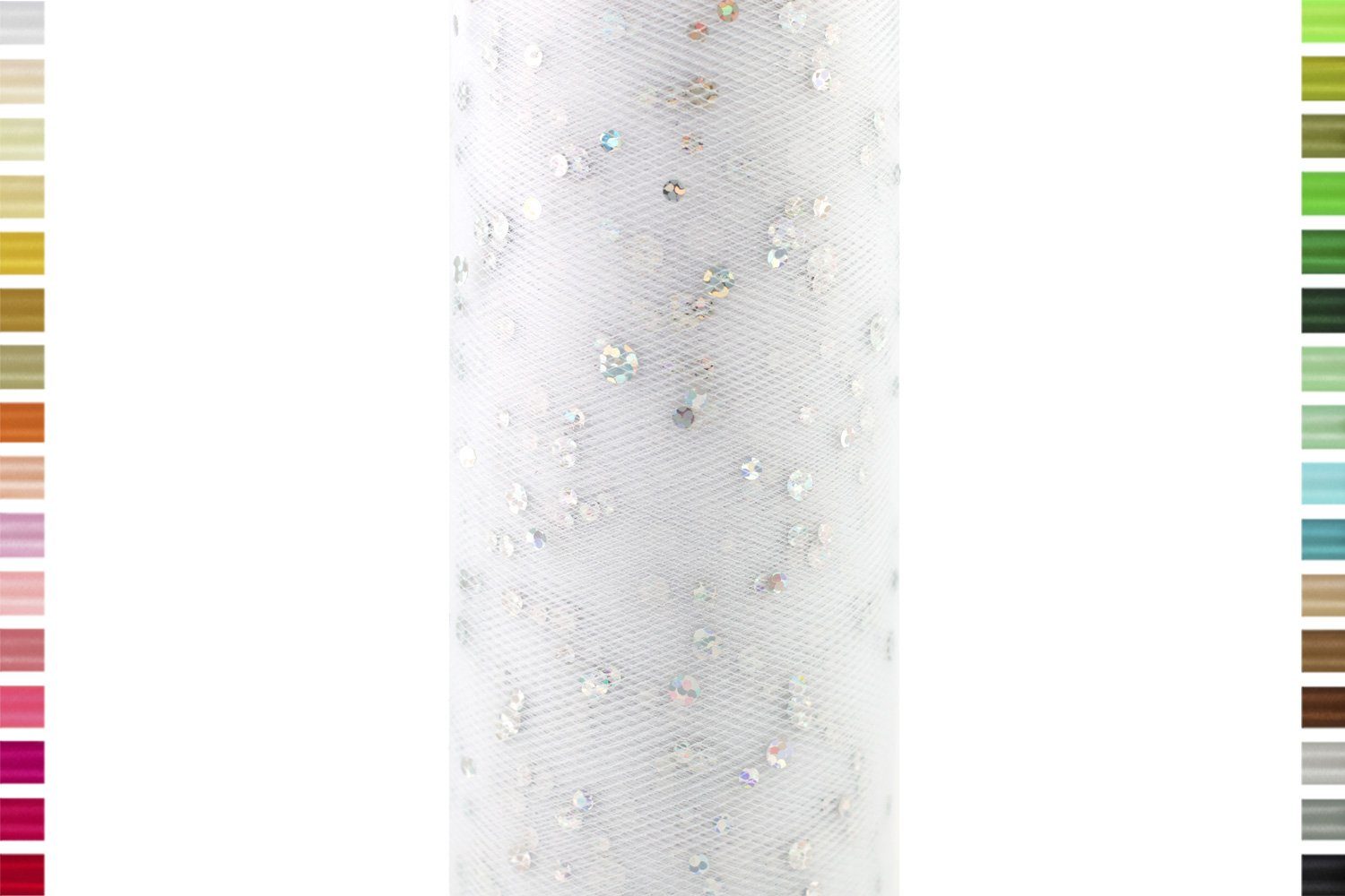 Creativery Stoff, Tüll 15cm mit Glitzer Punkten, 9 Meter