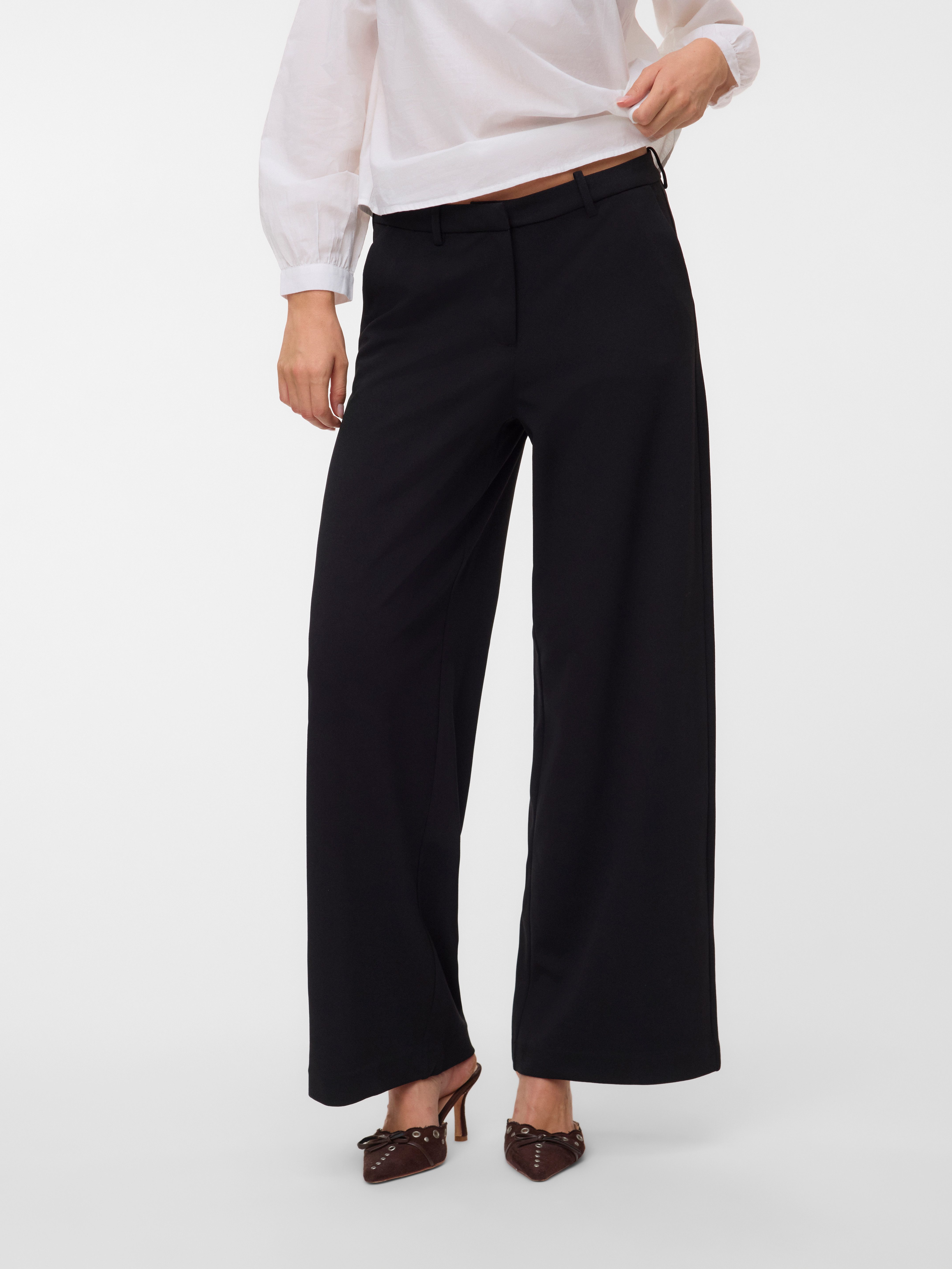 Vero Moda Anzughose VMZAMIRA MW WIDE PANT NOOS Materialmix, wide fit, regular waist