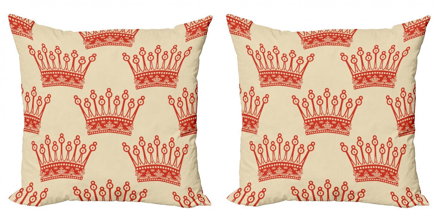 Doppelseitiger Pattern Crown Kissenbezüge Red Digitaldruck, Abakuhaus Accent (2 Königin Vintage Modern Stück),