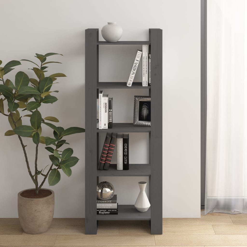 furnicato Bücherregal Bücherregal/Raumteiler Grau 60x35x160 cm Massivholz