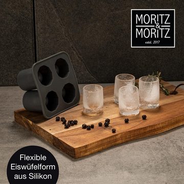 Moritz & Moritz Eiswürfelform Moritz & Moritz Kitchen - Eiswürfelform Cup 2er Set inklusive Unterset, (2er Set 9-tlg), Inkl. 6 Filz-Untersetzer & Rezeptheft