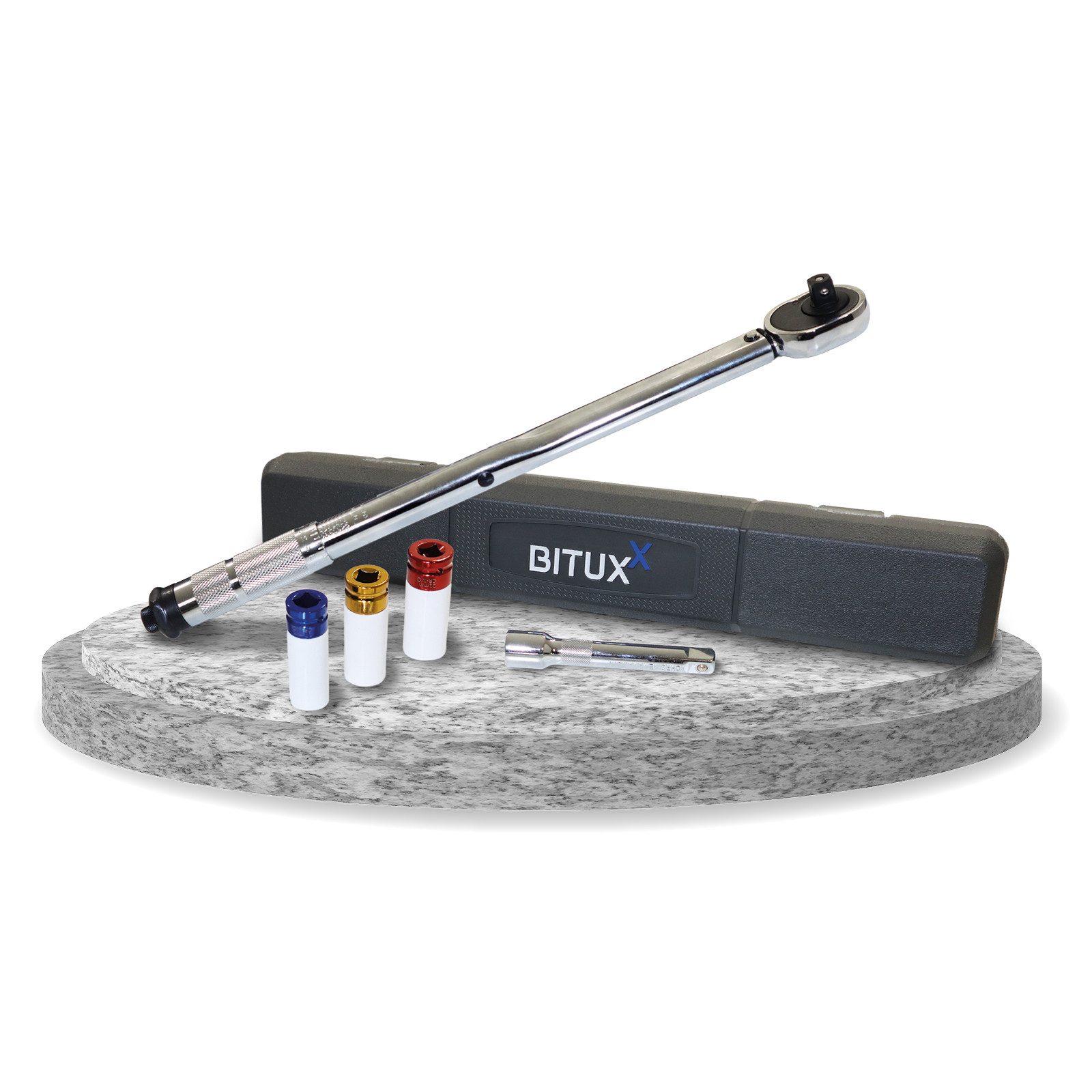 Bituxx Drehmomentschlüssel Drehmomentschlüssel mit Felgenschutz Nuss 3er Set (17mm/19mm/21mm) (Spar-Set, 4 St., MS-16492)