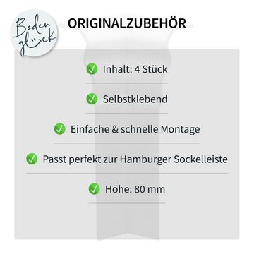 Bodenglück Sockelleisten-Innenecke für Hamburger Sockelleiste, 4 Stück, 80mm, Selbstklebend, Einfache und schnelle Montage, Weiß