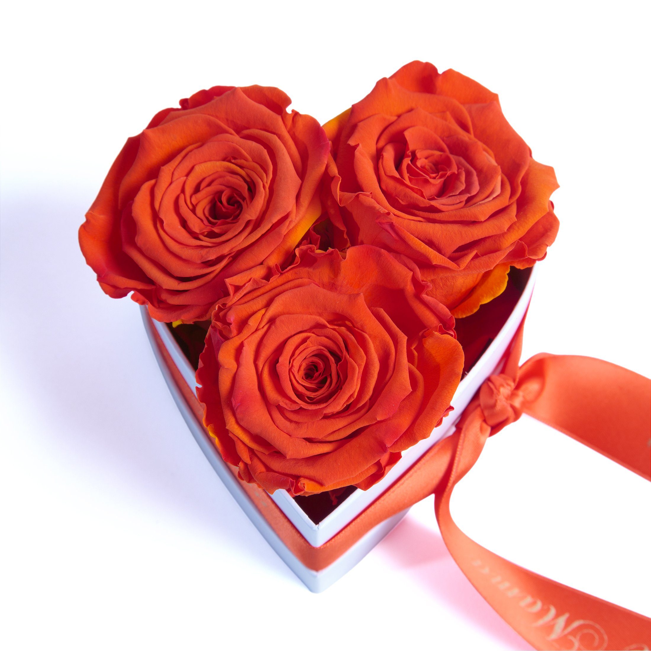 Rosenbox Kunstblume Jahre Beste Mama Orange haltbar die der Blumen echte 3 Rosen Infinity Heidelberg, 10 cm, Rose, Welt 3 SCHULZ für Herz ROSEMARIE Höhe Geschenk