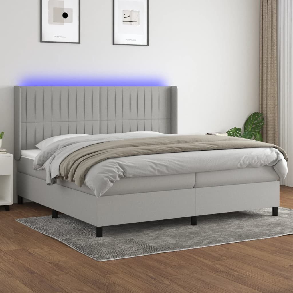 vidaXL Boxspringbett Boxspringbett mit Matratze LED Hellgrau 200x200 cm Sto günstig online kaufen