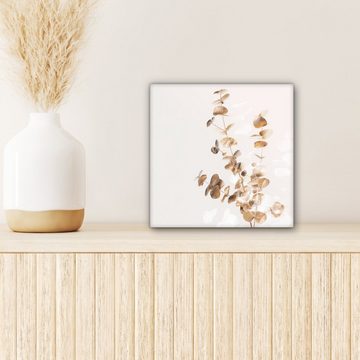 OneMillionCanvasses® Leinwandbild Eukalyptus - Gold - Blätter - Luxus - Natur, Gold, Weiß (1 St), Wandbild, Deko Schlafzimmer Wohnzimmer 20x20 cm