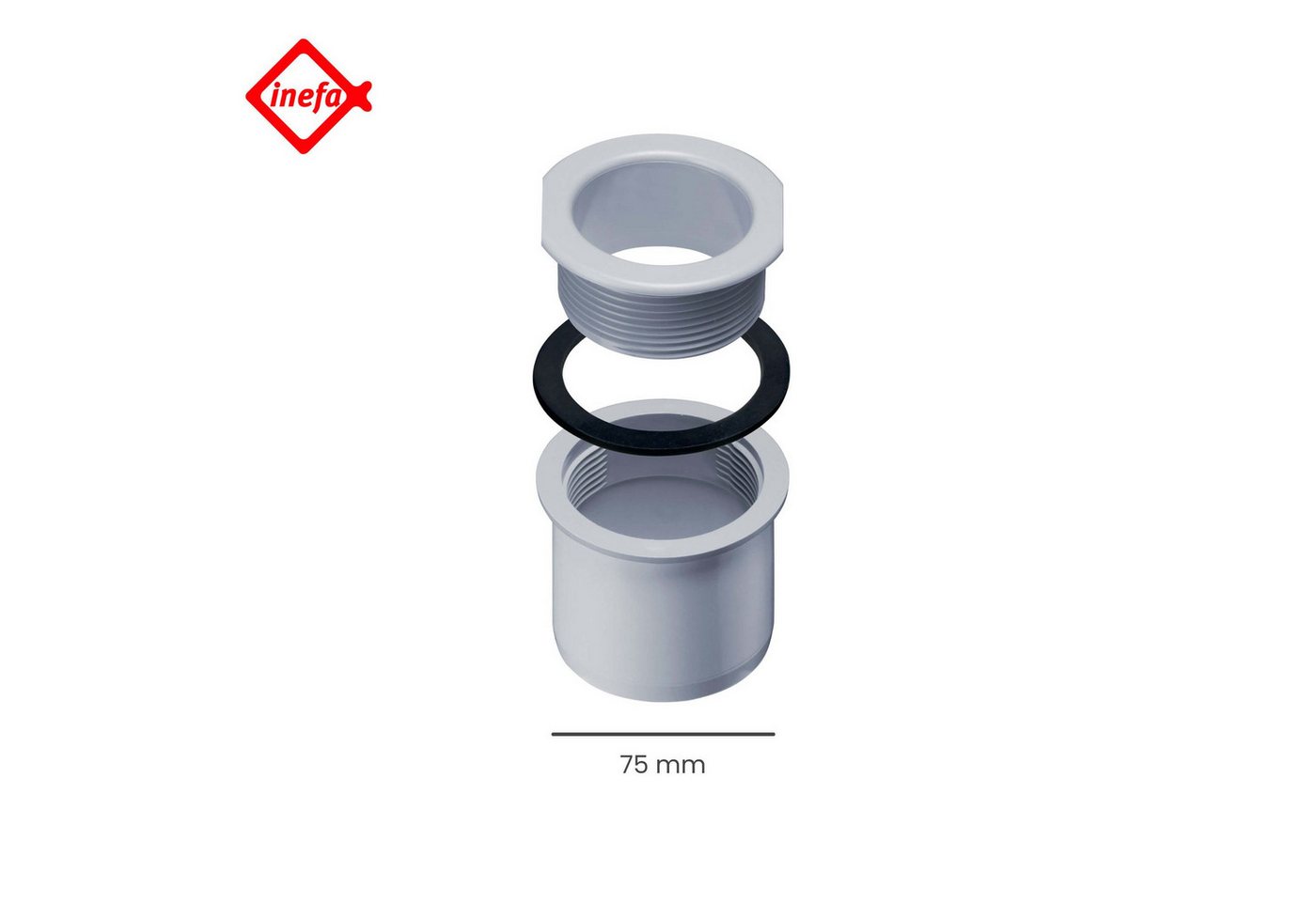 Thumbnail - INEFA Dachrinne PVC Ablaufstutzen zum Schrauben für Kastenrinne, DN 75 / NW 83, Schraubstutzen aus PVC-U, einfache Monta...