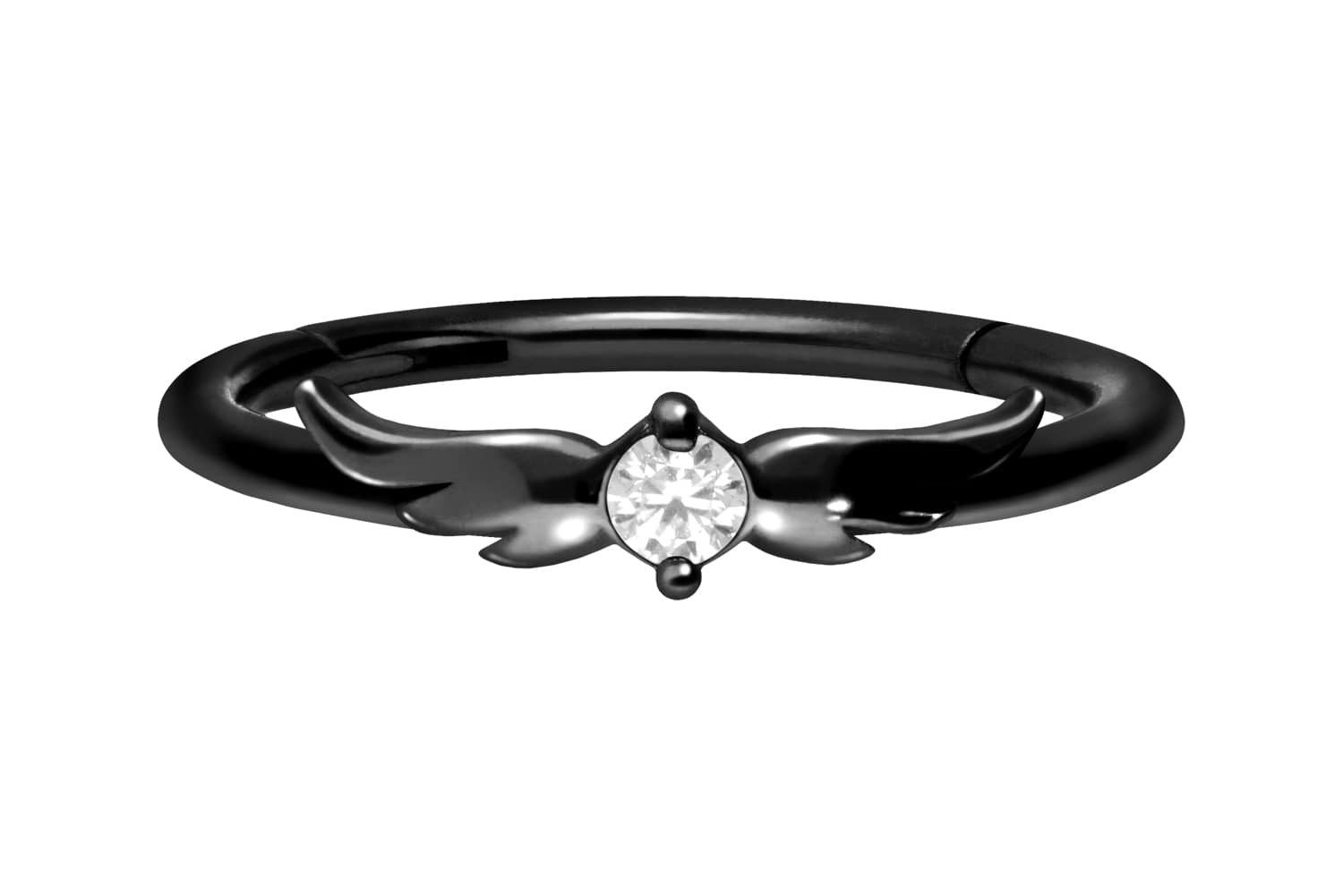 Nasenpiercing Chirurgenstahl Segmentring Clicker FLÜGEL + KRISTALL Ohrpiercing