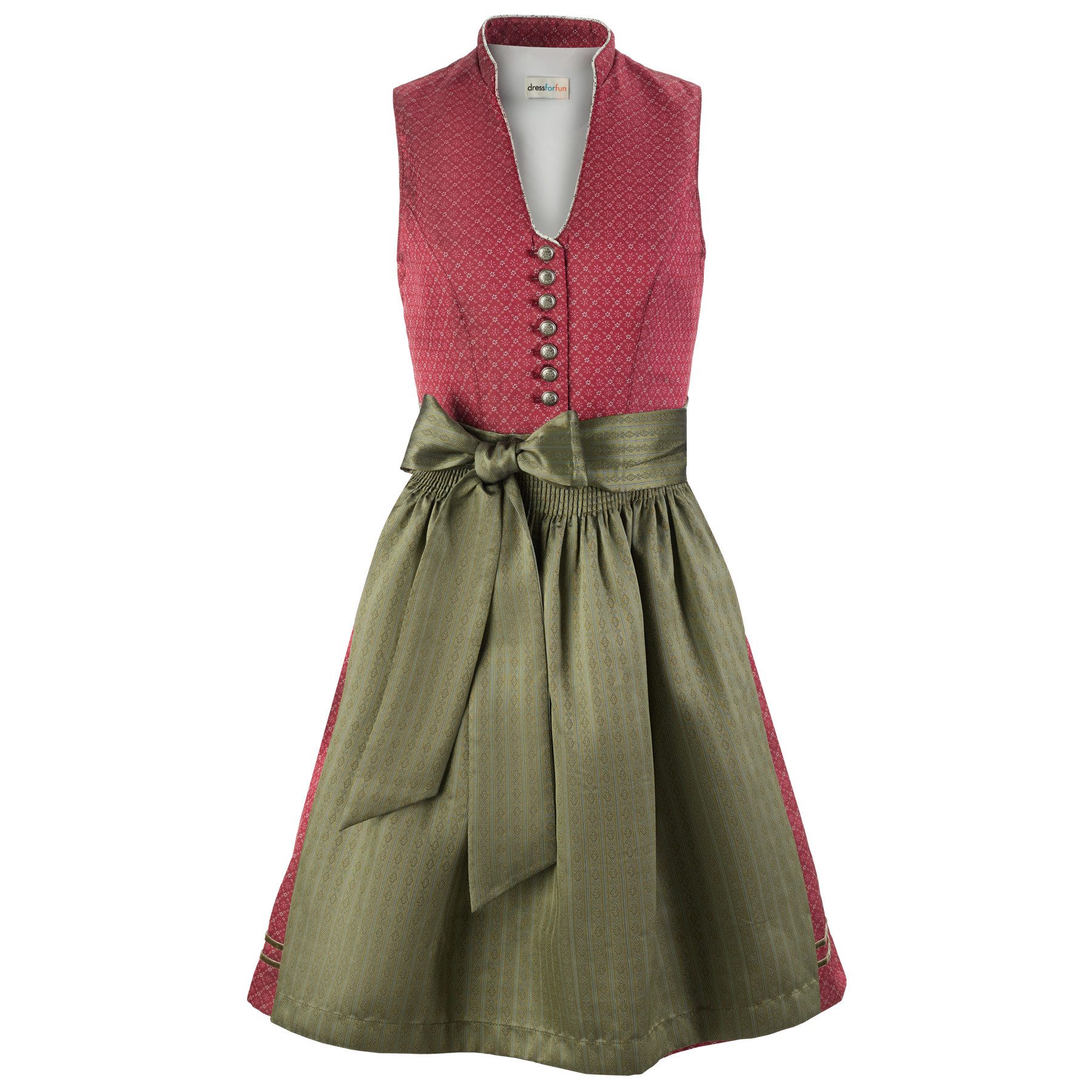 dressforfun Dirndl Frauenkostüm Midi-Dirndl Hochgeschlossenes Mieder günstig online kaufen
