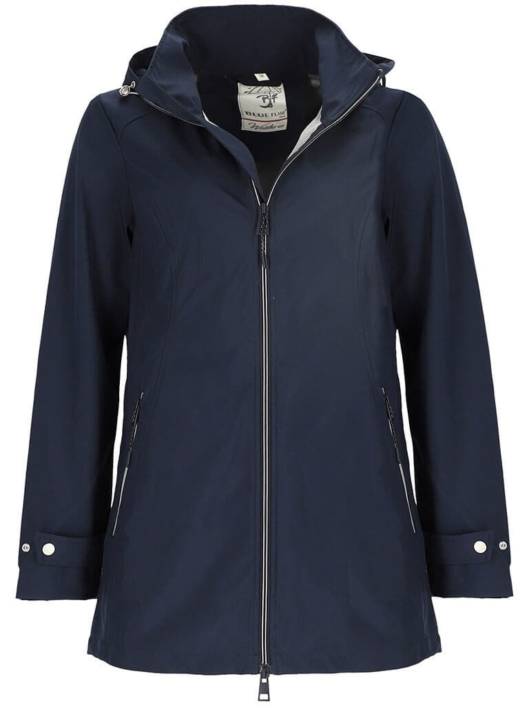BLUE FLAME Softshellmantel 86385 Damen Softshelljacke lang abnehmbare Kapuze - winddicht atmungsaktiv