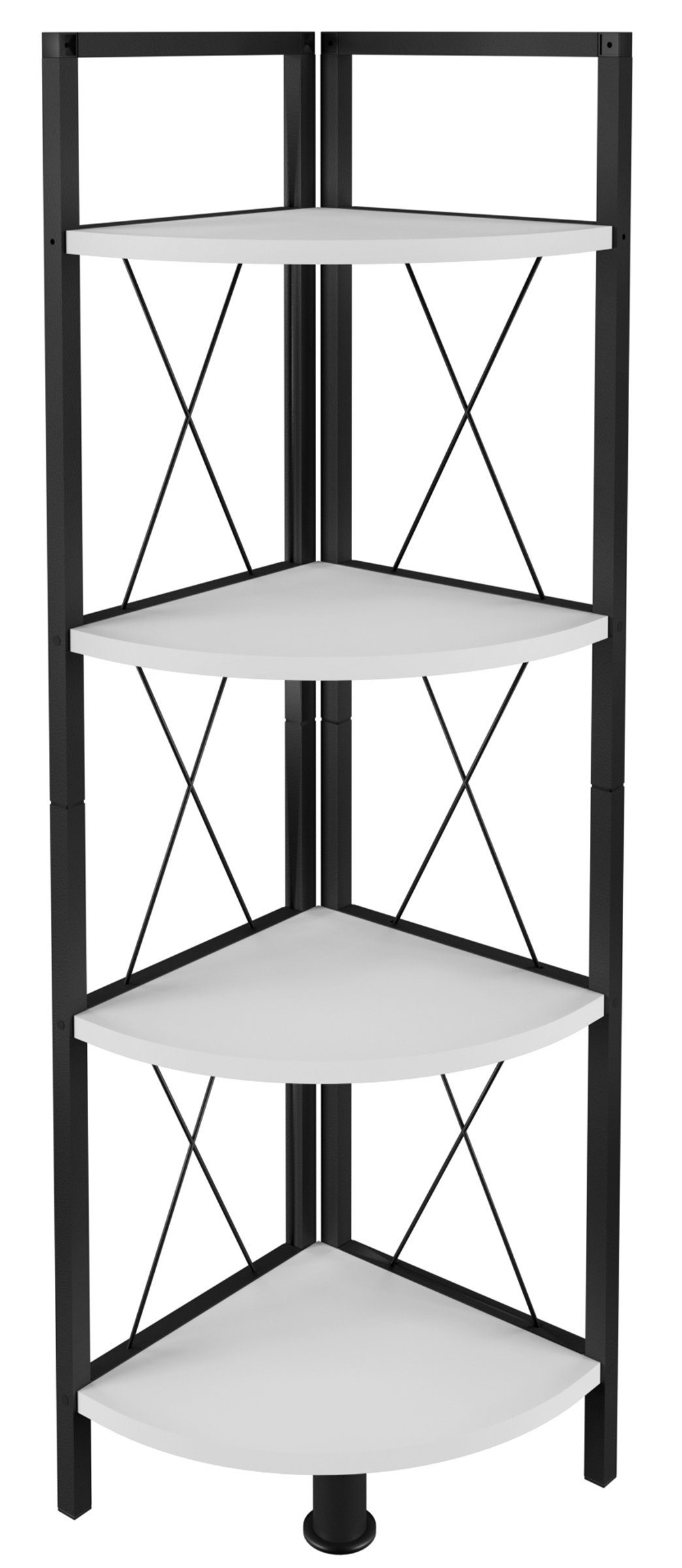 1-tlg. VCM Standregal Bücher Metall Eckregal 4fach, Insasi Weiß Holz Regal