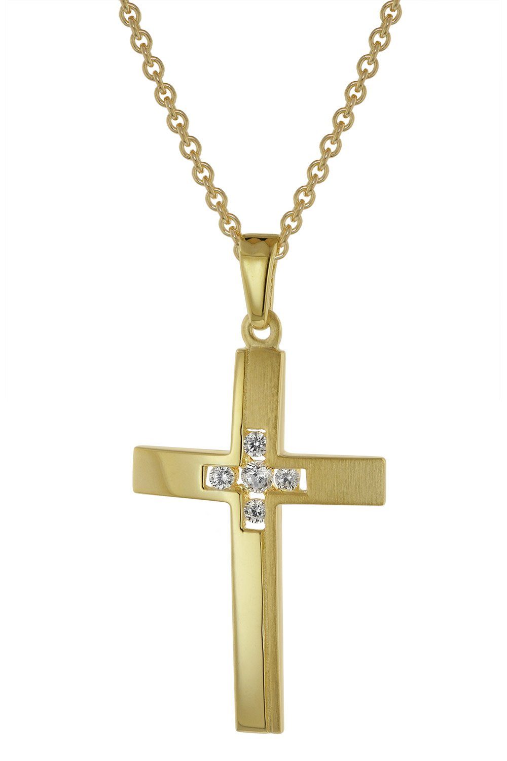 trendor Kette mit Anhänger mit Kreuz Gold auf Silber