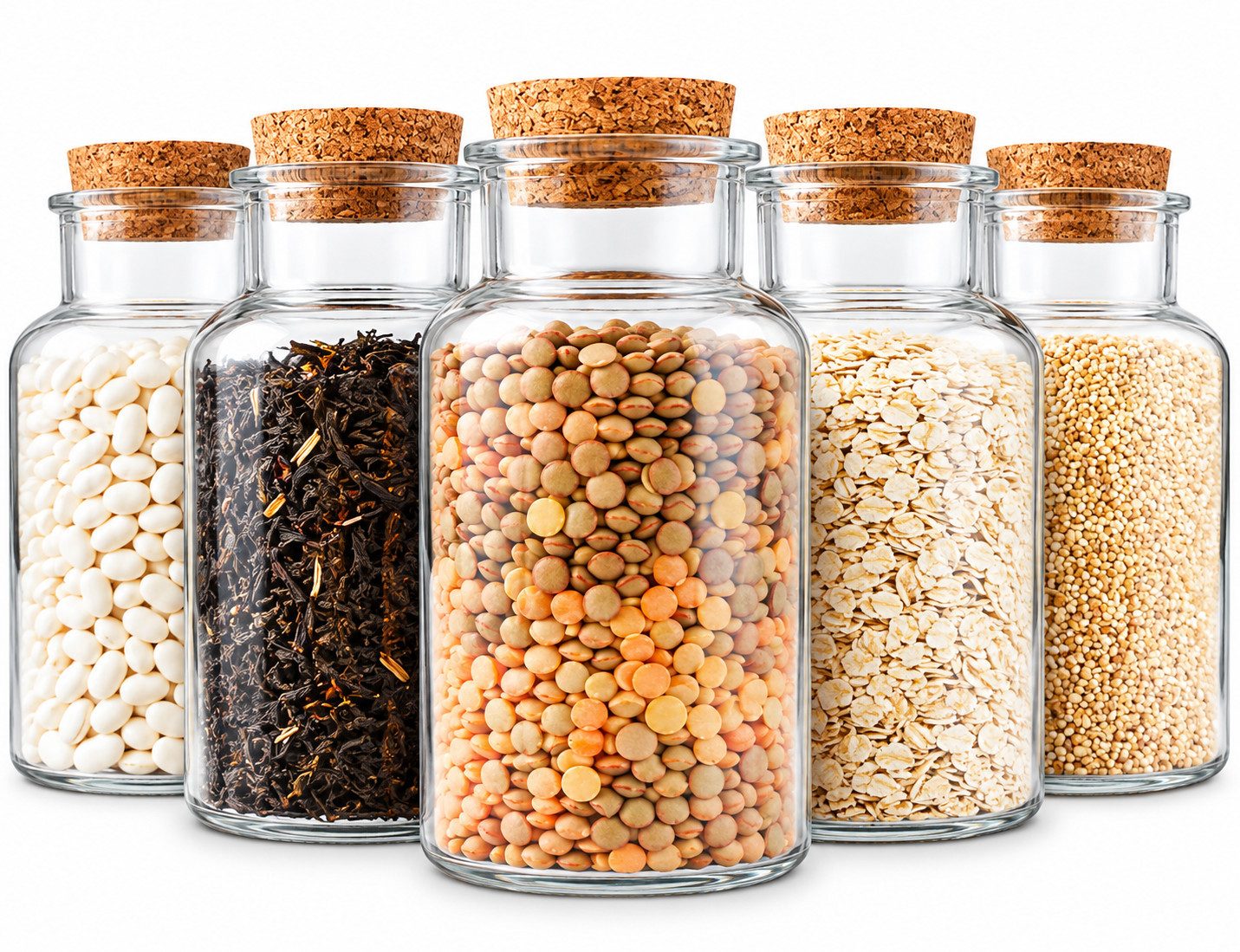 Sendez Gewürzbehälter 6 Gewürzgläser 600ml mit Korkverschluss Gewürzdosen Vorratsgläser, Glas, (6-tlg)