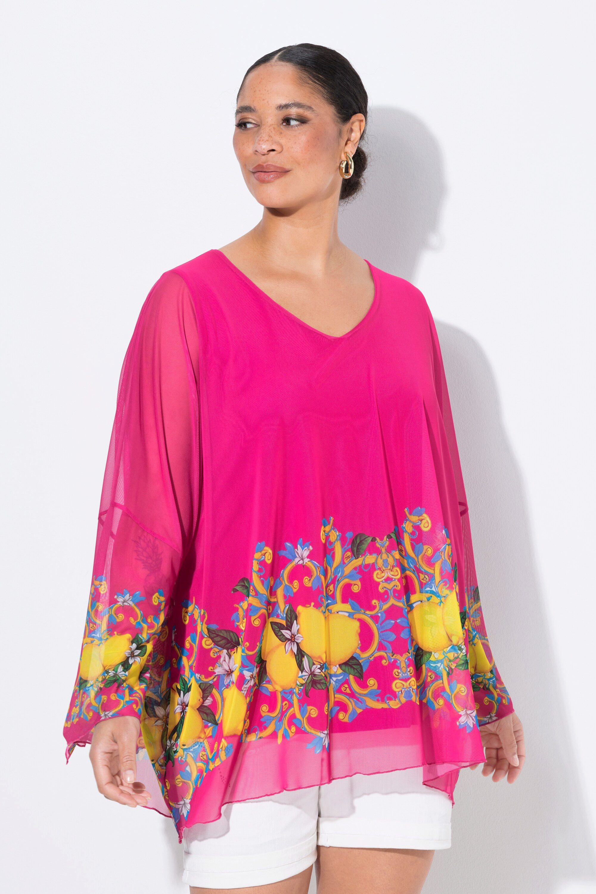 MIAMODA Druckbluse Meshbluse oversized Zitronen-Bordüre günstig online kaufen