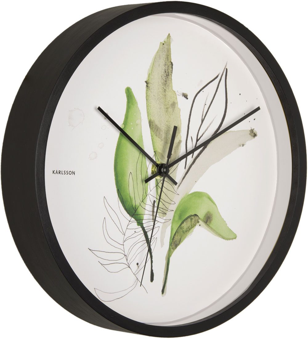 Karlsson Wanduhr Botanical Leaves Wanduhr, weiß, Durchmesser 26 cm - Karlsson