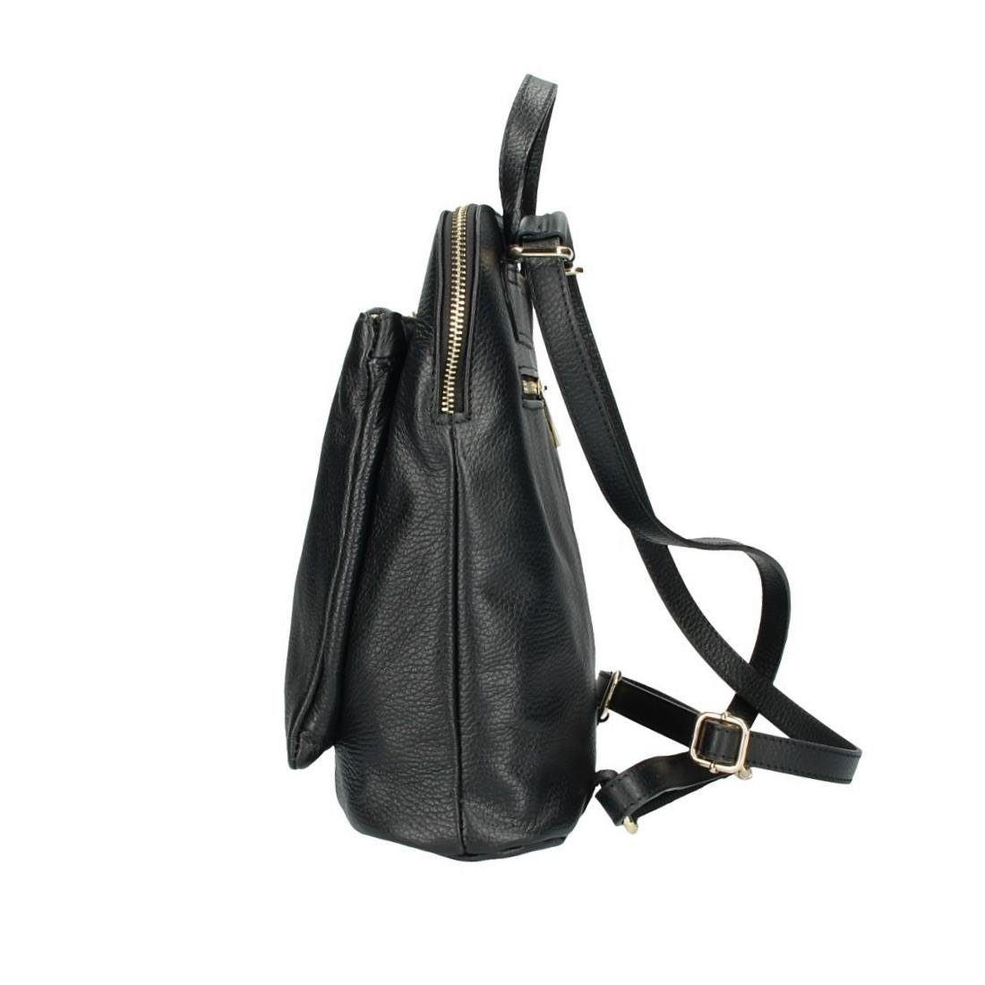 ITALYSHOP24 Rucksack Made in Italy Damen Leder Umhängetasche Backpack Schultertasche Bag, PREMIUM City Daypack Tagesrucksack Handgepäck Shopper Freizeitrucksack
