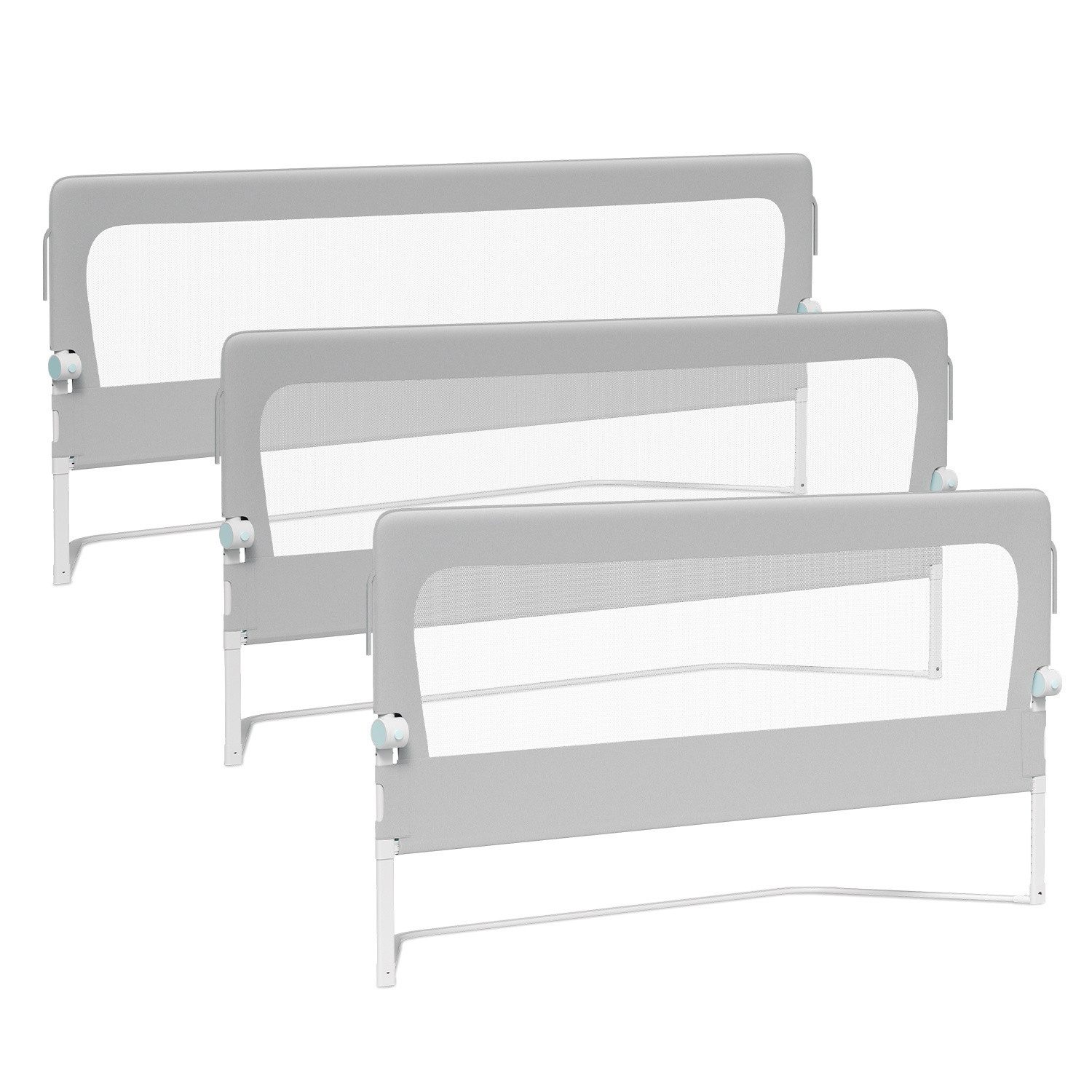 Clanmacy Bettschutzgitter 3X Bettgitter Babybettgitter Kinderbettgitter Kinder Rausfallschutz (180+200+200cm, 3 St)