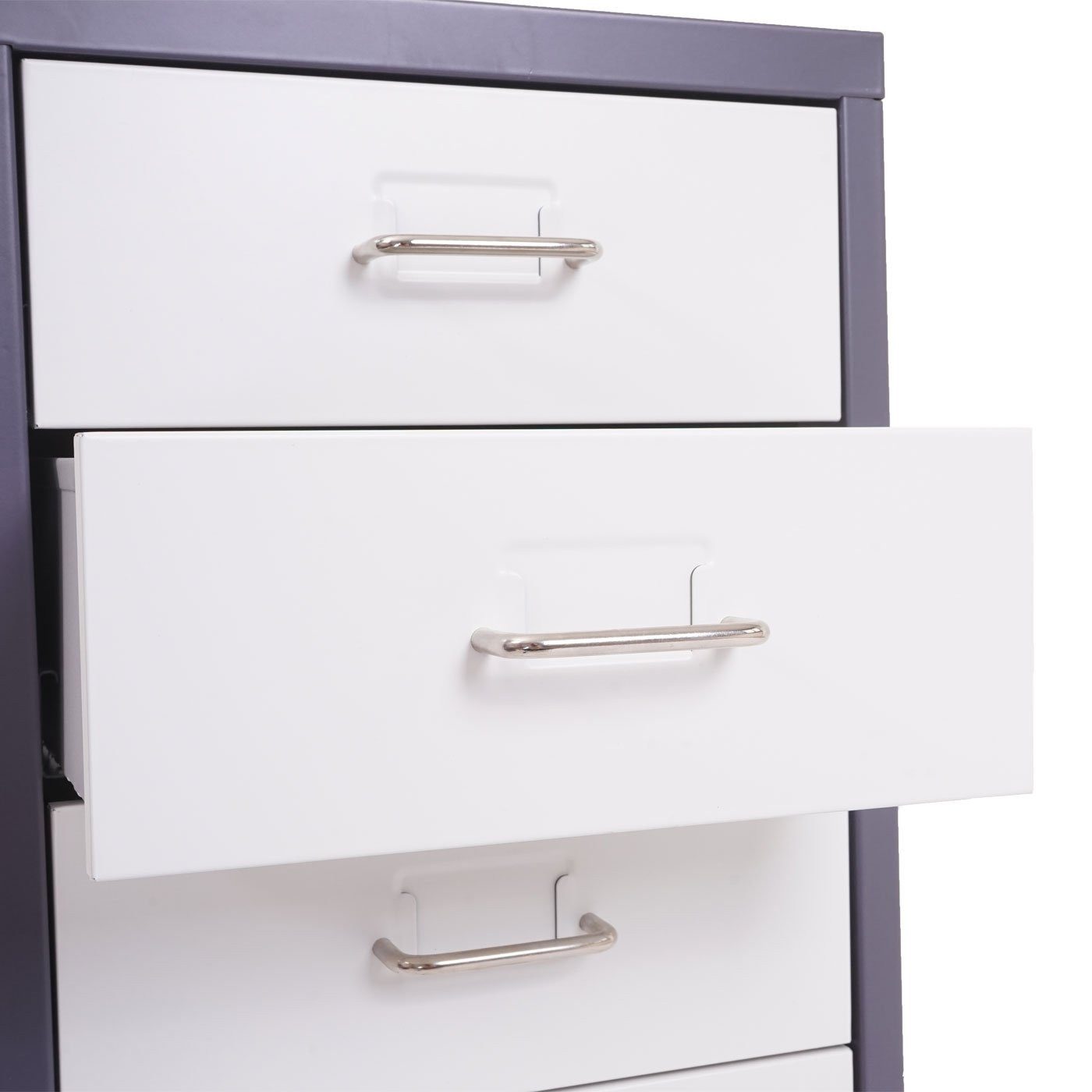 PROREGAL® Container Rollcontainer Housten 110x28x41cm 8 Schubladen Weiß-Dunkelgrau