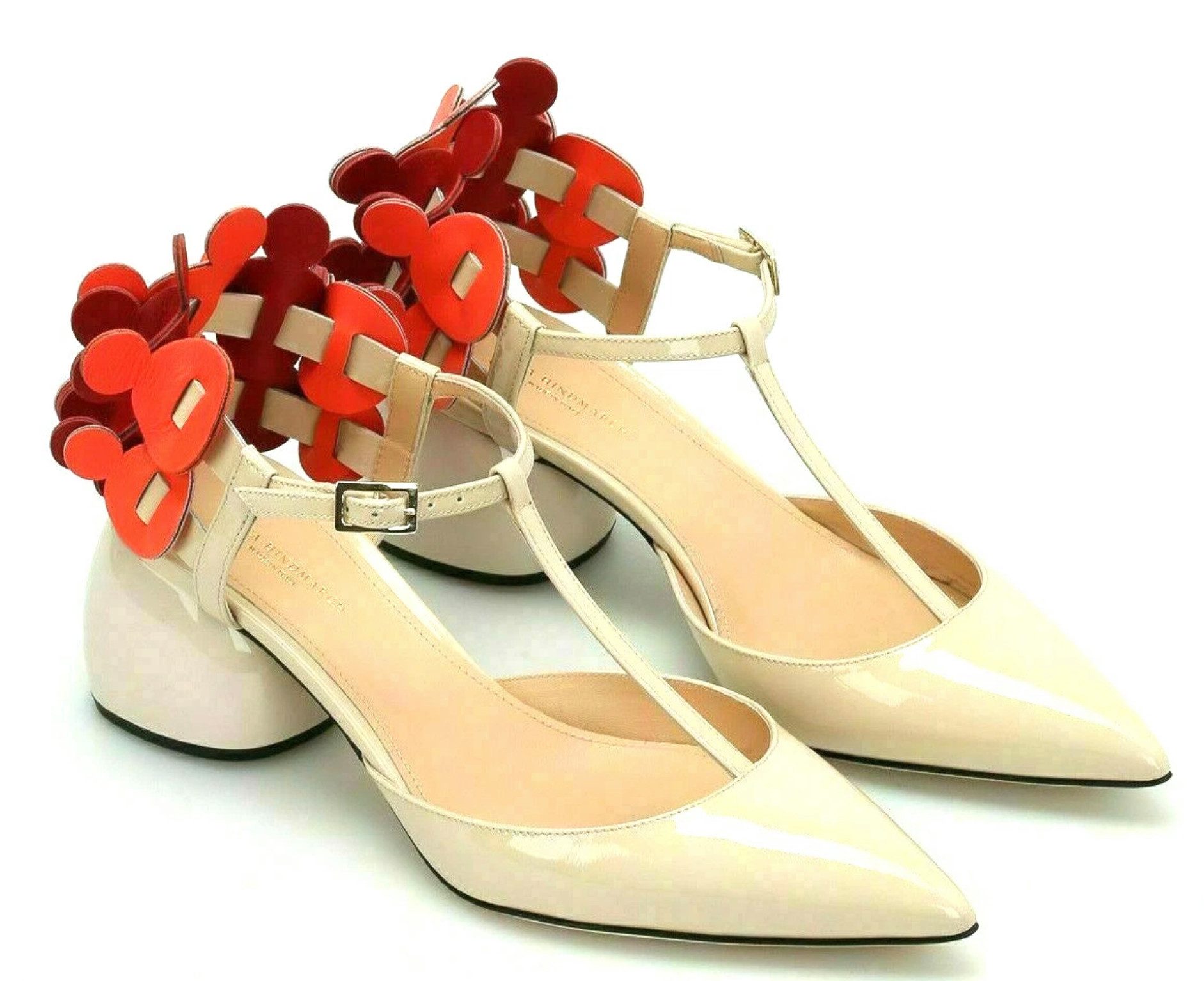 Anya Hindmarch Pointy 55 T-Bar Pumps Lackleder Schuhe Made in Italy Slingpumps Inklusive original Box, Staubbeutel und Echtheitskarte