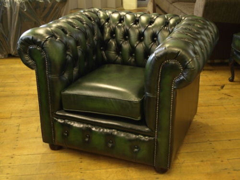 Luxus in Chesterfield 3+1 Ohrensessel + JVmoebel Grüne Sofagarnitur Made Europe Sofa Sitzer Neu,