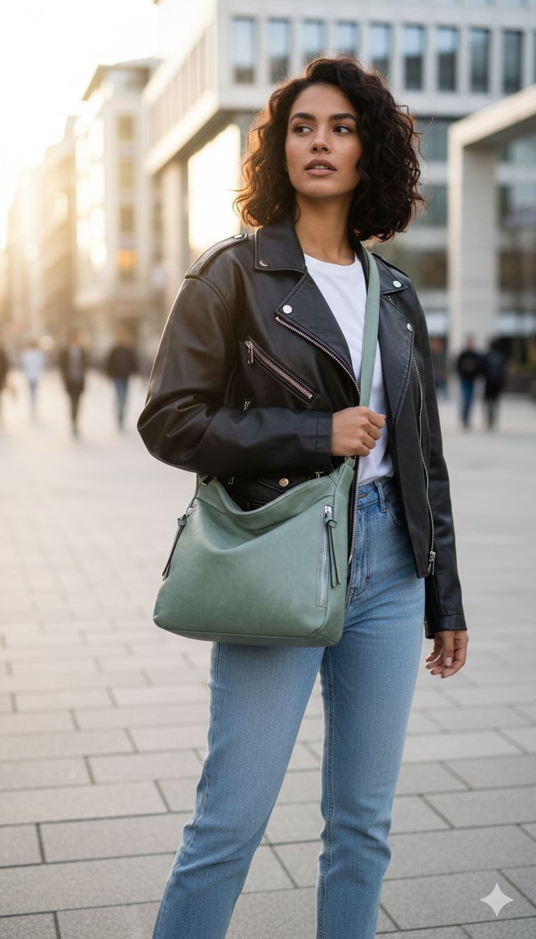 ITALYSHOP24 Schultertasche Damen Tasche Shopper Crossbody Handtasche Umhängetasche Beuteltasche, CrossOver Damentasche Hobo Bag Henkeltasche Reisetasche Leder Optik
