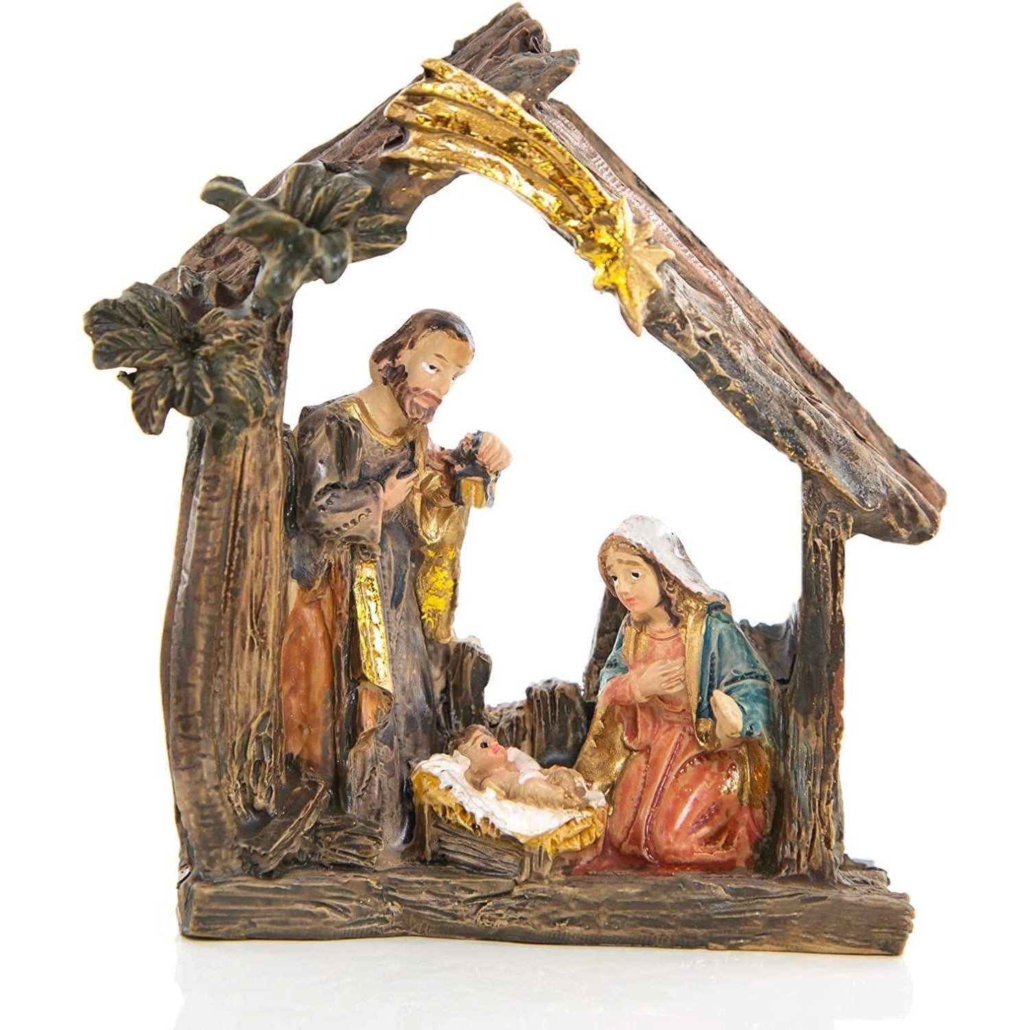 Logbuch-Verlag Krippen-Zubehör Kleine Krippe zum Hinstellen - Tischkrippe Figur Miniatur 9 x 8,5 cm